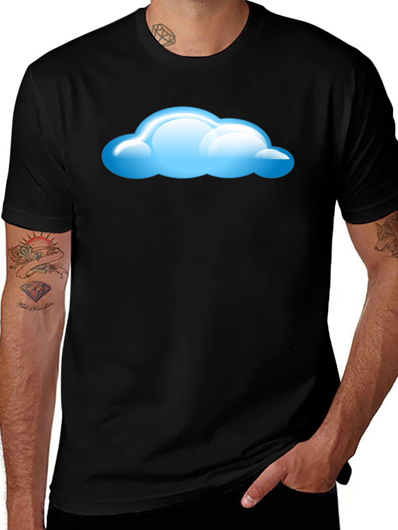 Variant 7 of Cloud Graphic Black T-Shirt