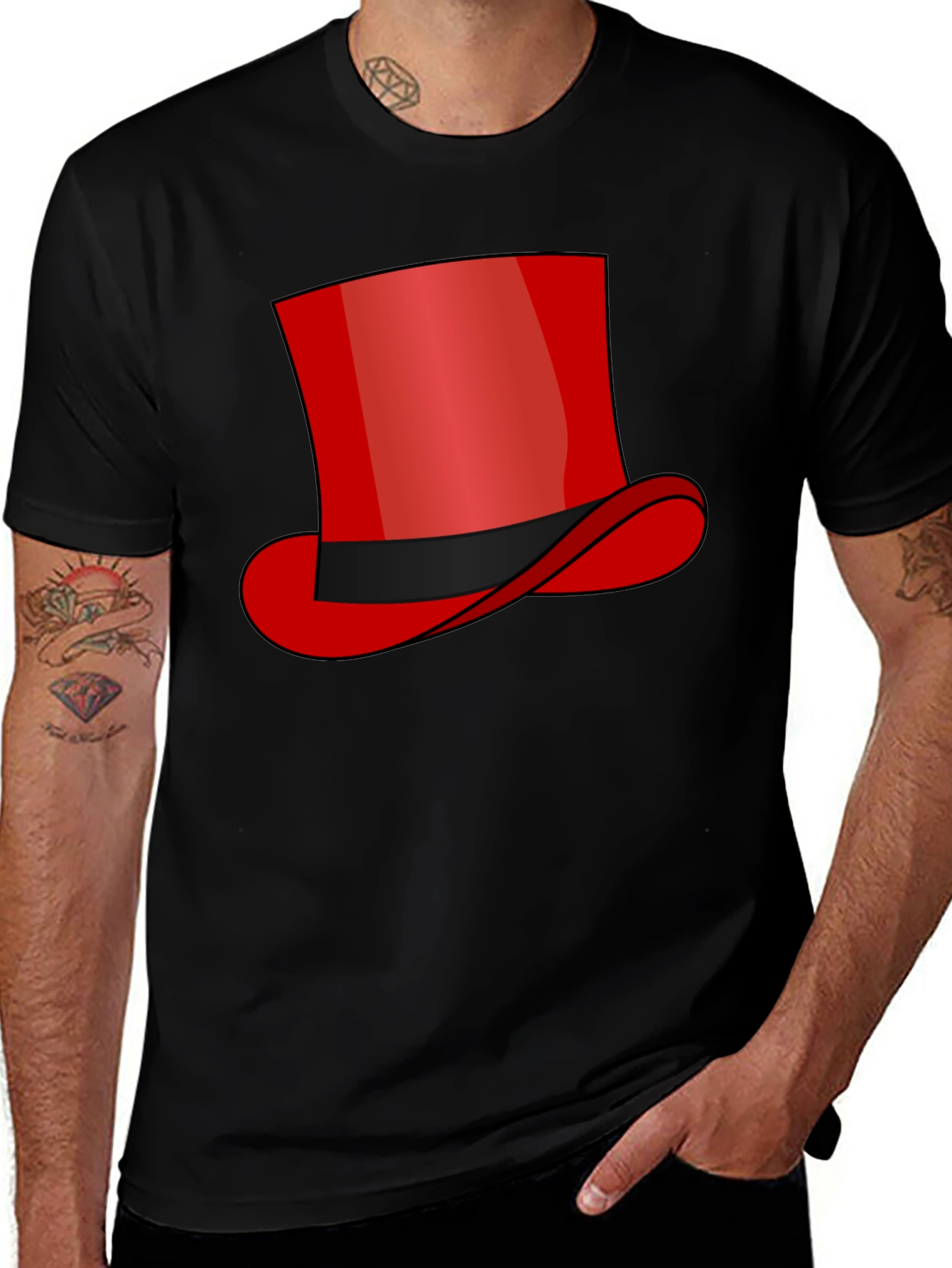 Variant 21 of Red Top Hat Graphic Tee - Stylish & Unique