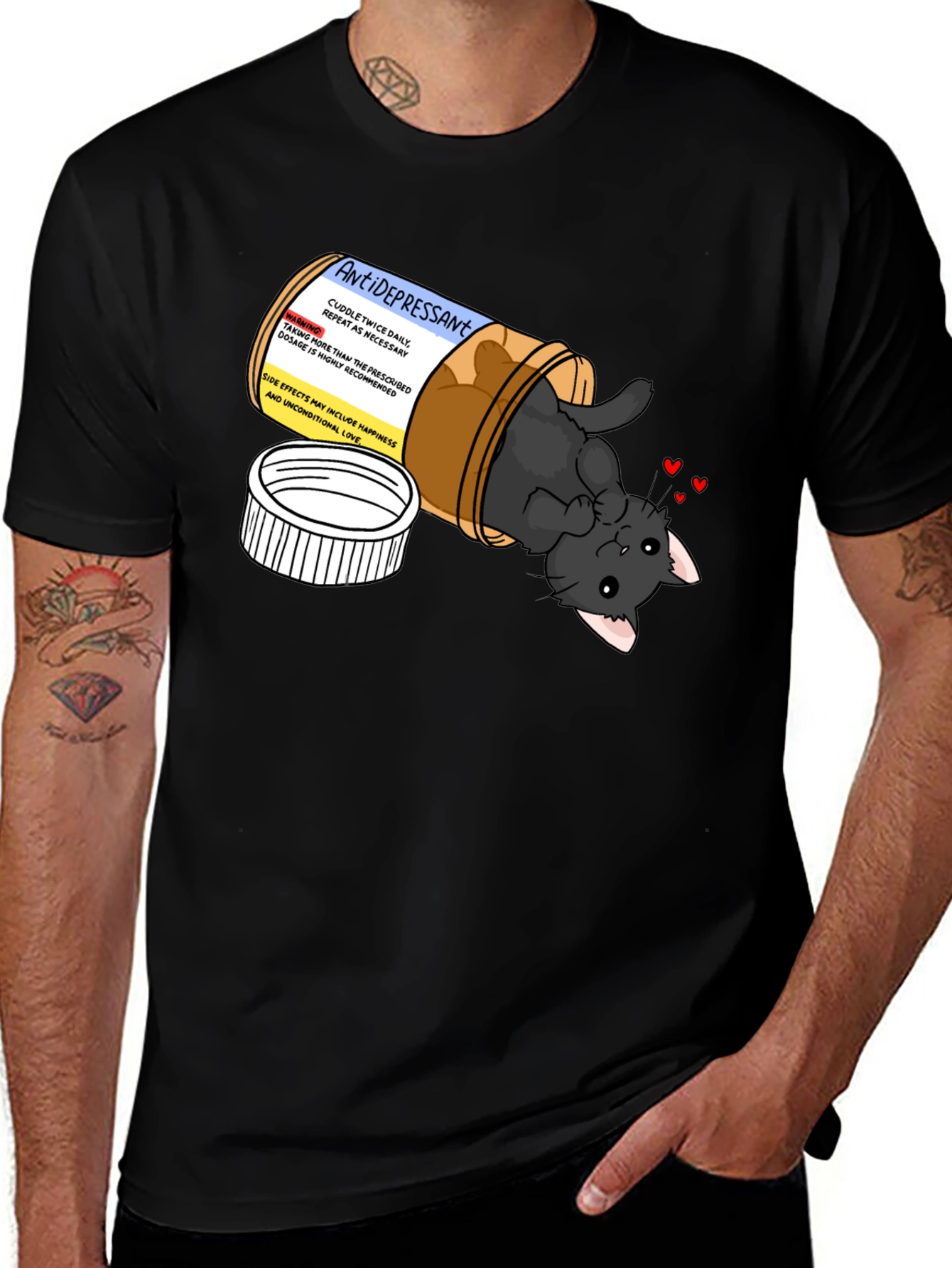Variant 24 of Antidepressant Cat Pill Bottle Graphic T-Shirt
