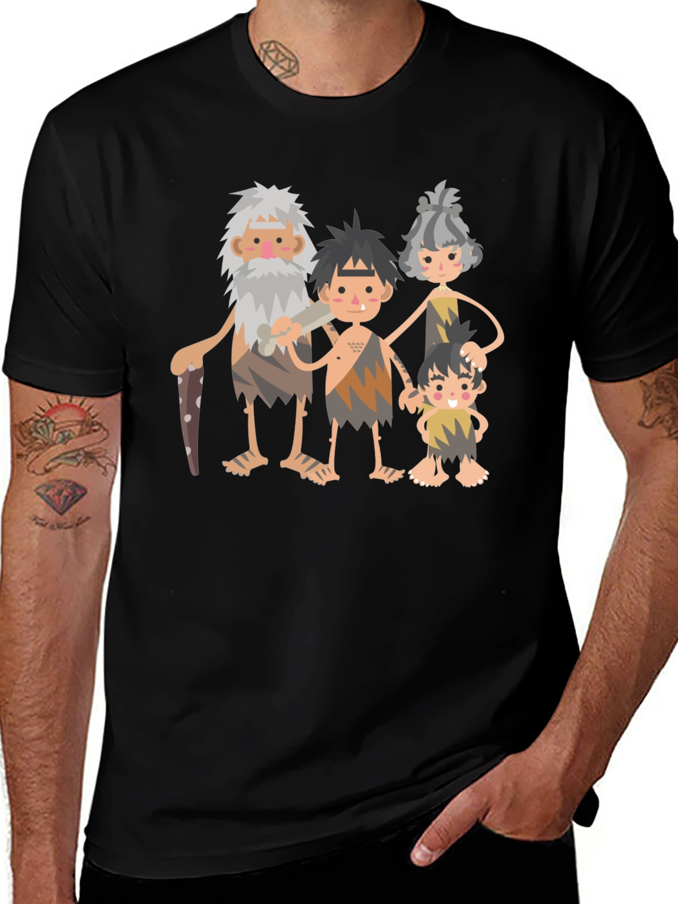Variant 21 of Caveman Family Graphic Tee - Black