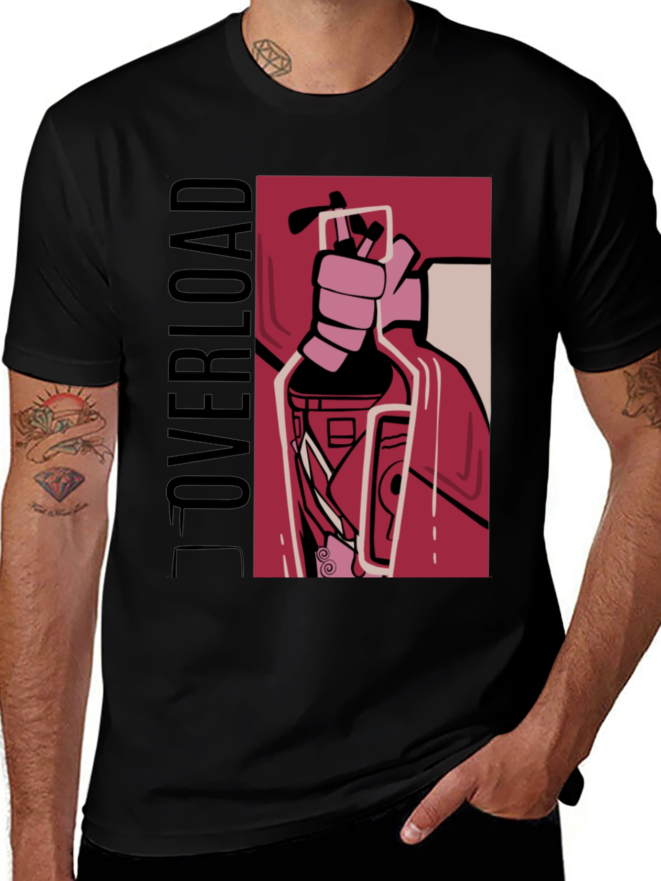 Variant 18 of Overload Graphic Tee - Bold Design, Black T-Shirt