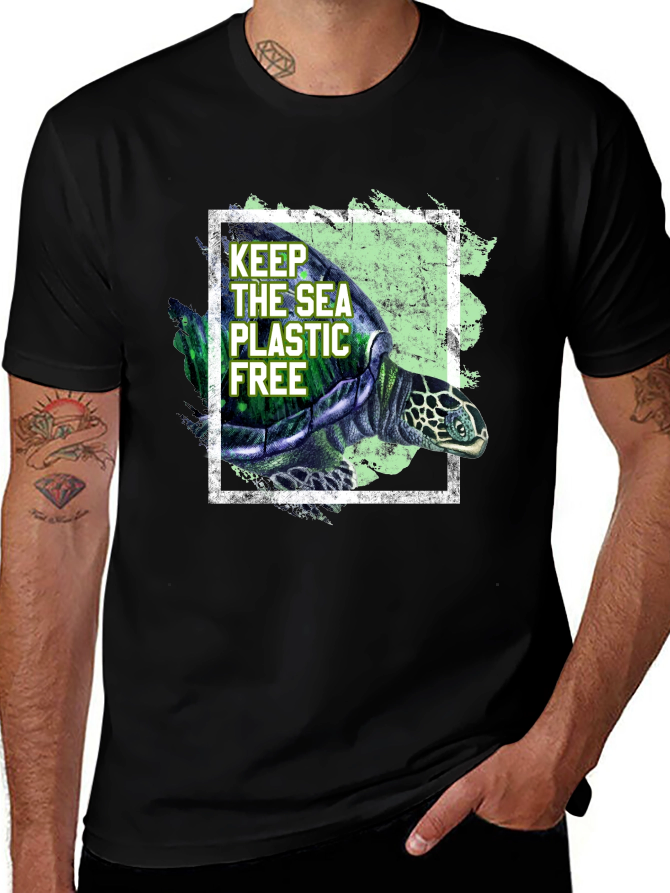 Variant 5 of Keep the Sea Plastic Free Turtle Graphic Tee