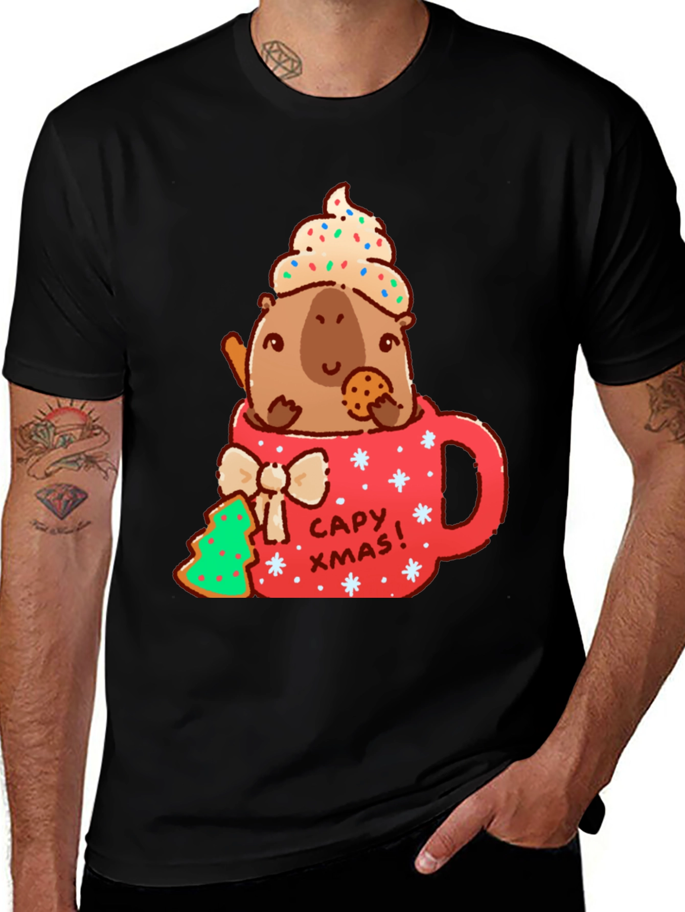 Variant 28 of Capybara Christmas Mug T-Shirt - Cute Holiday Tee