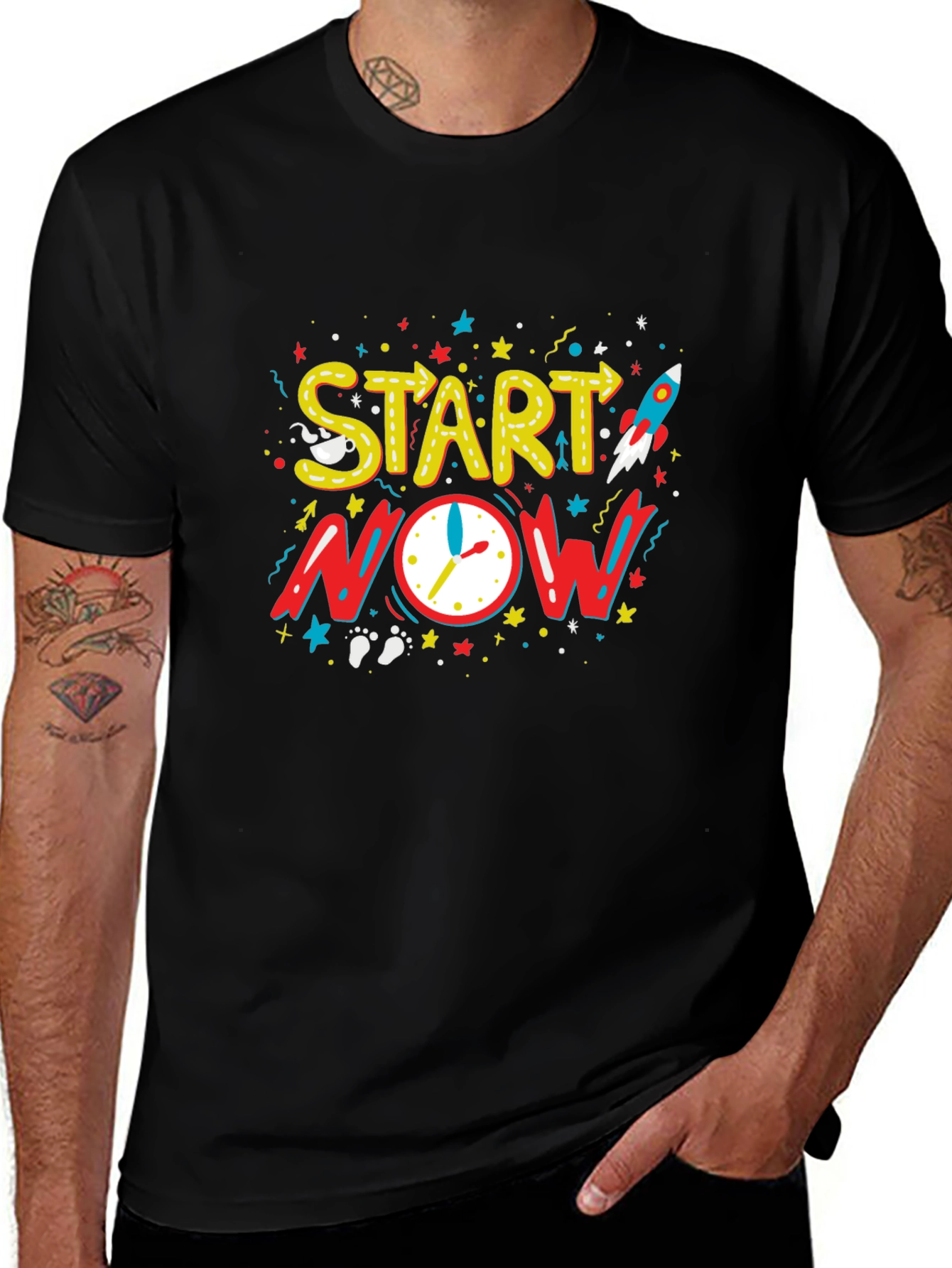 Variant 23 of Start Now Graphic Tee - Motivational Black T-Shirt