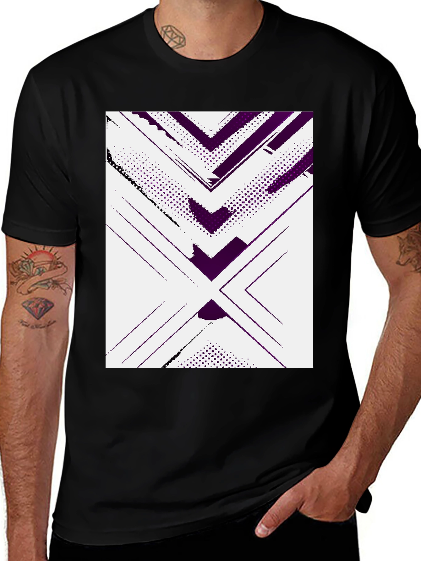Variant 18 of Abstract Geometric Graphic Black T-Shirt