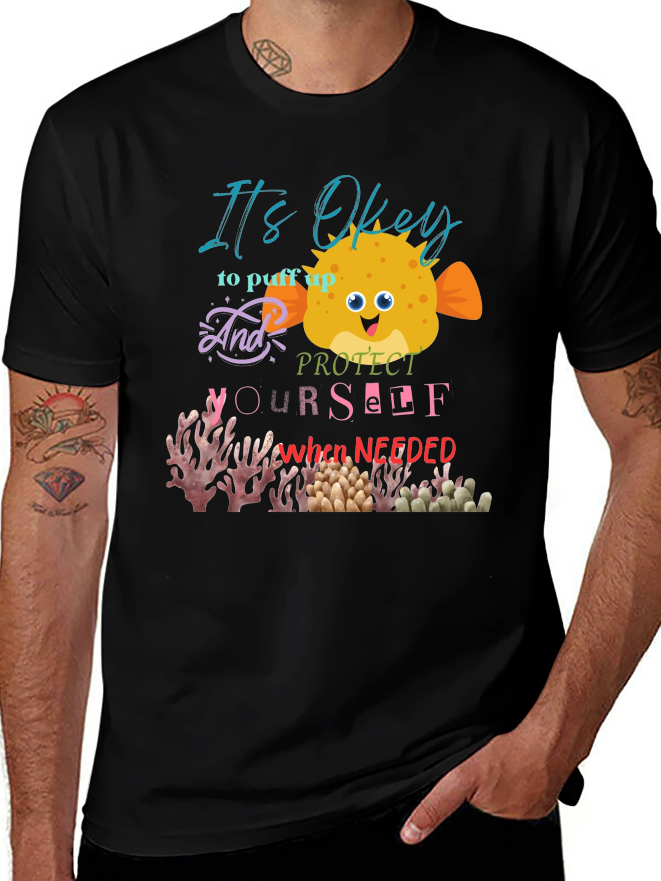 Variant 13 of Puffer Fish Graphic T-Shirt - It's Okay to Puff Up