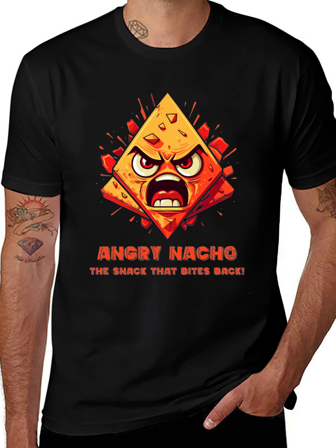 Variant 7 of Angry Nacho Bite Back Black T-Shirt