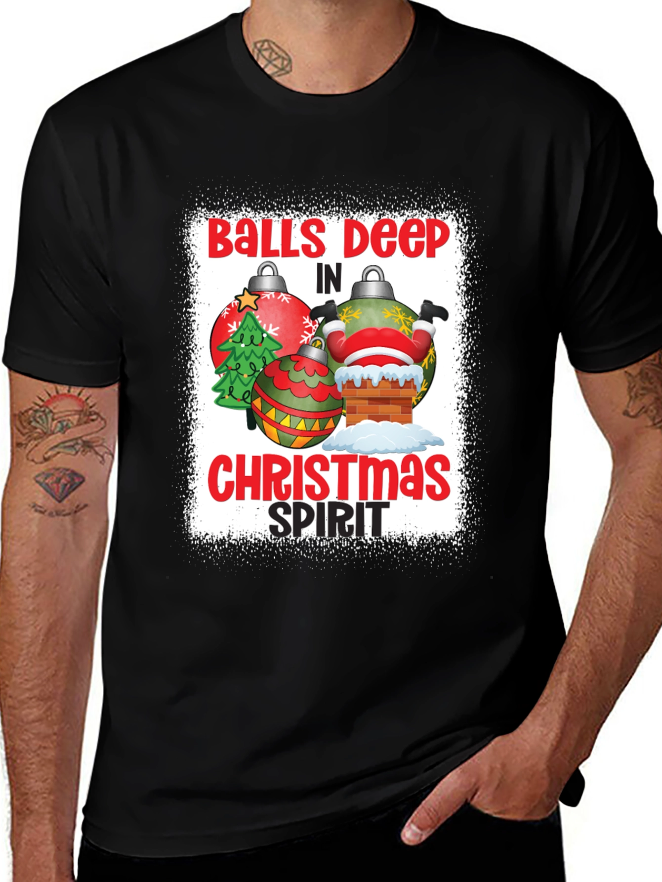 Balls Deep in Christmas Spirit Funny T-Shirt