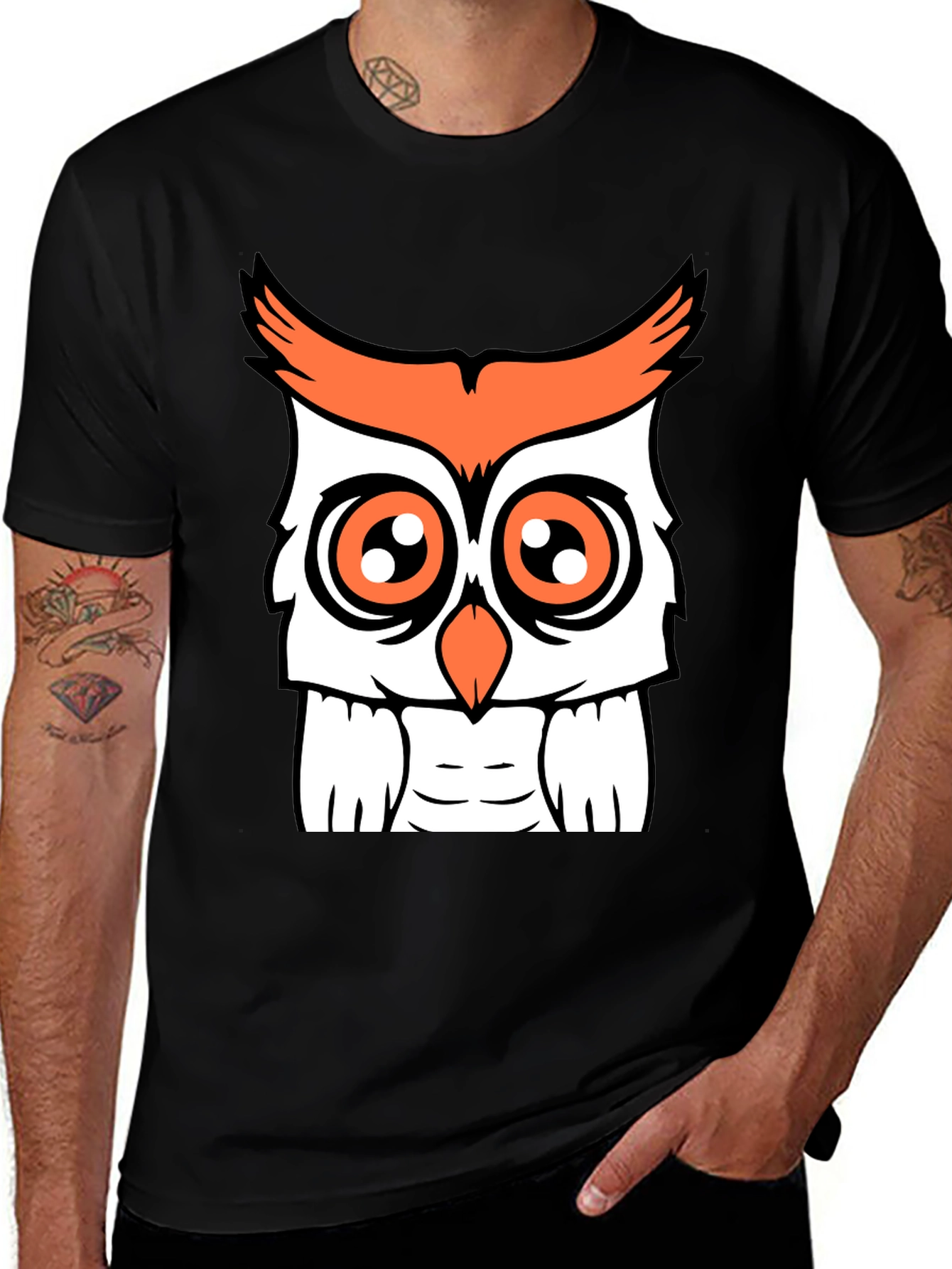 Variant 28 of Funny Owl Graphic Tee - Black T-Shirt