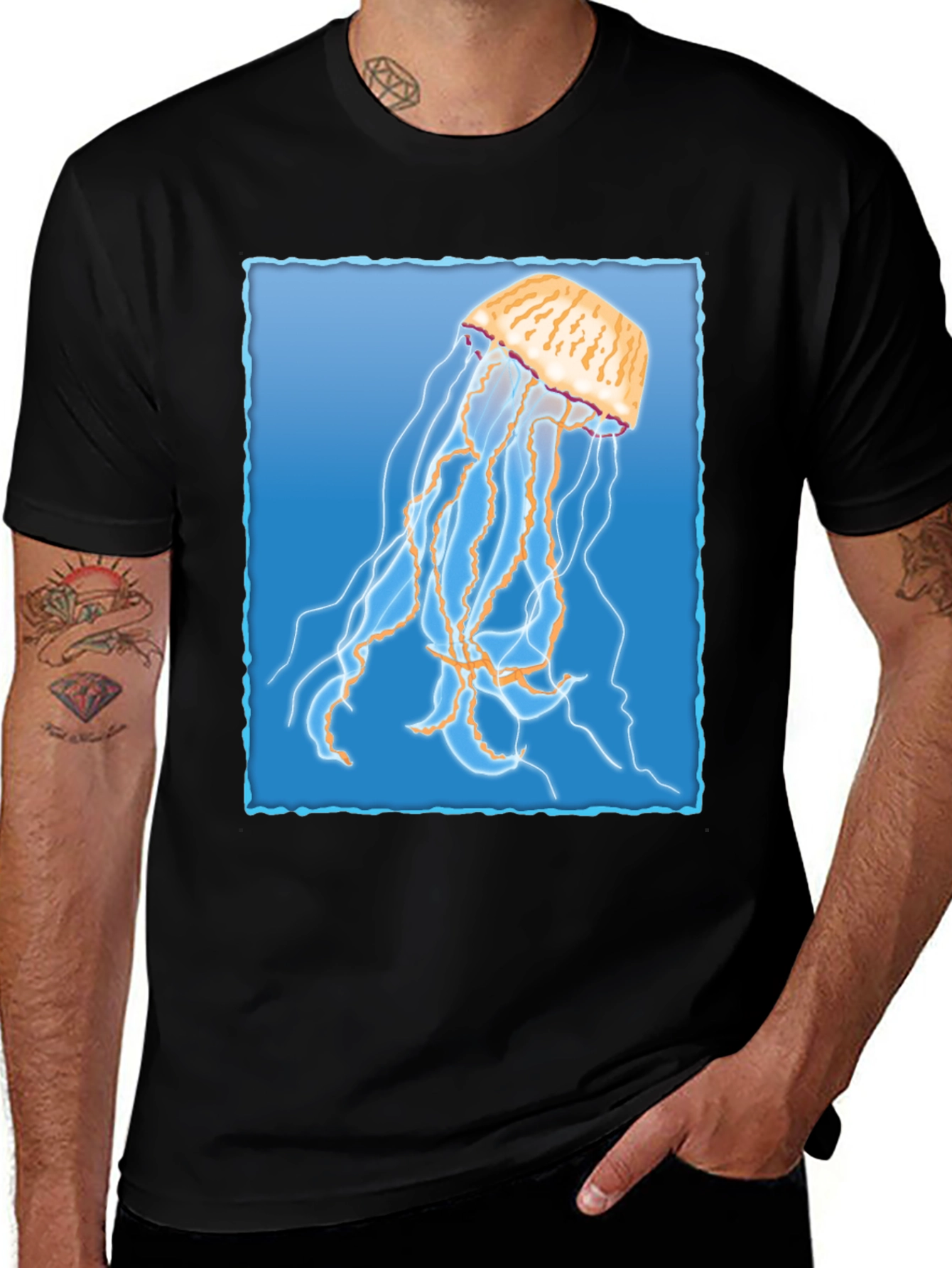 Variant 26 of Jellyfish Graphic T-Shirt - Men's Black Tee