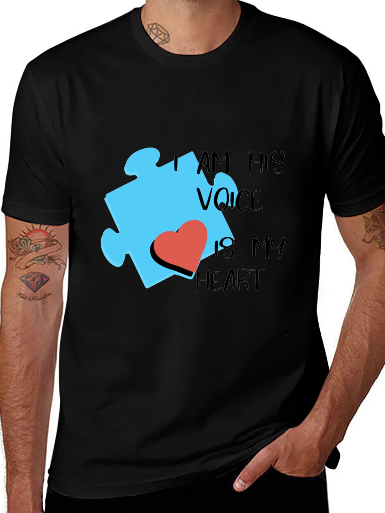 Variant 28 of Autism Awareness Puzzle Piece Heart Graphic Tee