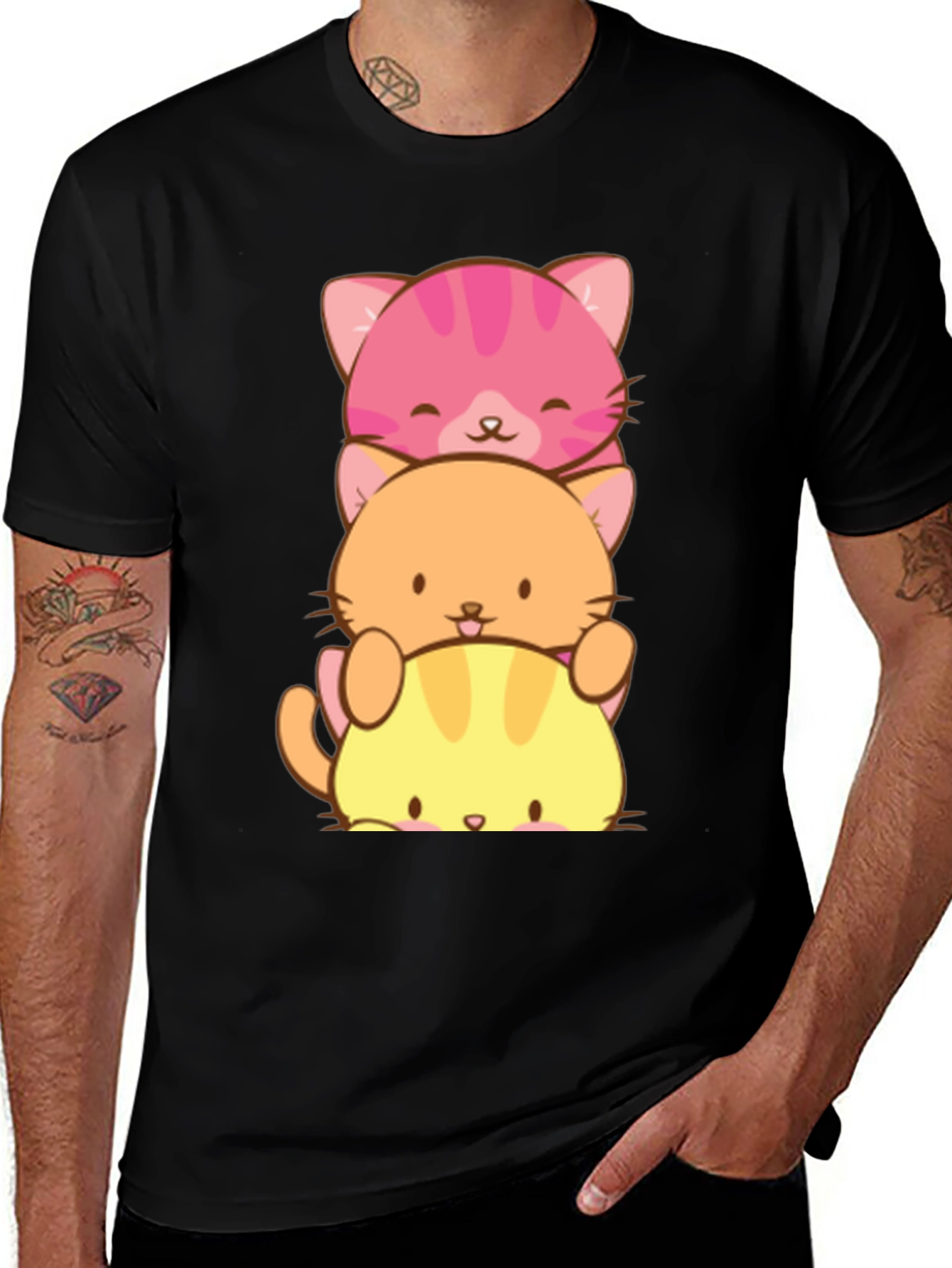 Variant 20 of Stacked Cat T-Shirt - Cute Kawaii Design