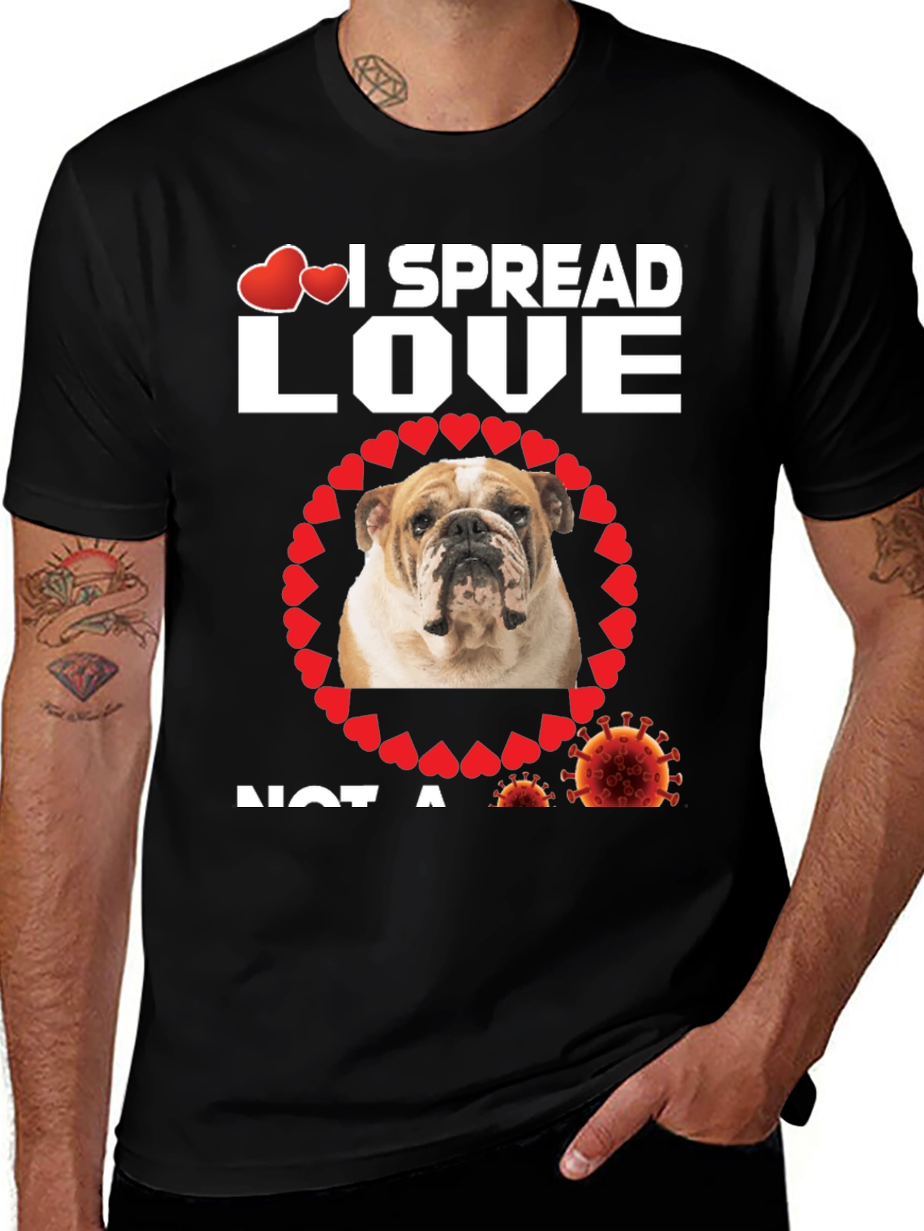 Variant 20 of I Spread Love Bulldog Graphic T-Shirt