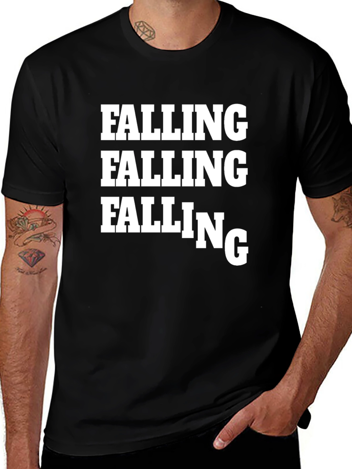 Variant 17 of Falling Graphic Tee - Black Cotton T-Shirt