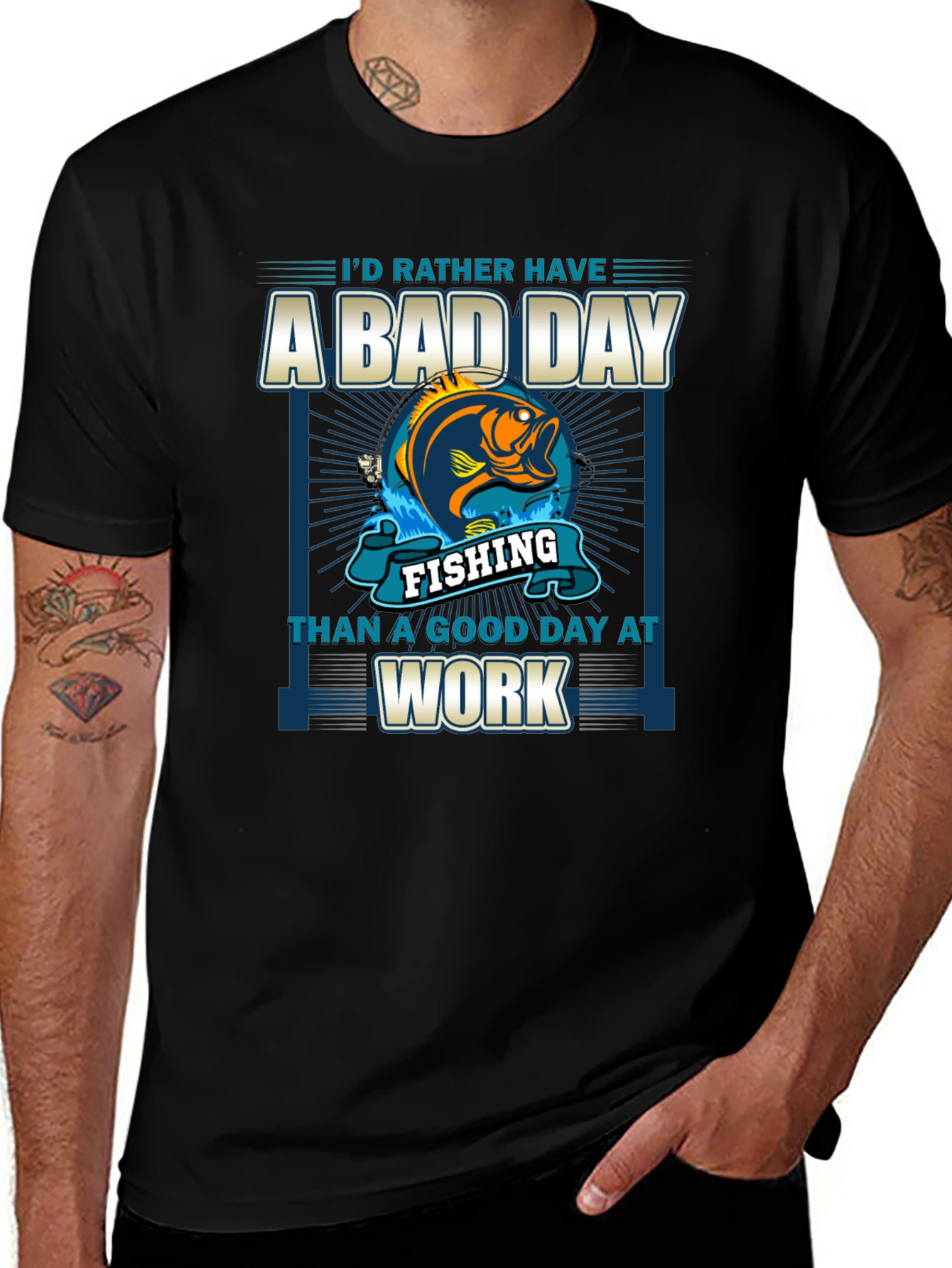 Variant 29 of Funny Fishing T-Shirt: Bad Day Fishing > Good Day at Work