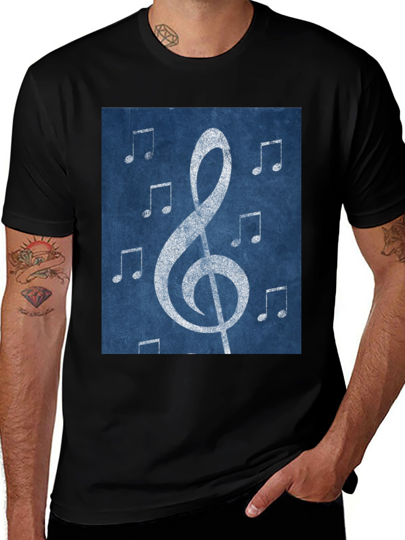 Variant 25 of Musical Note Graphic Tee - Black Cotton T-Shirt