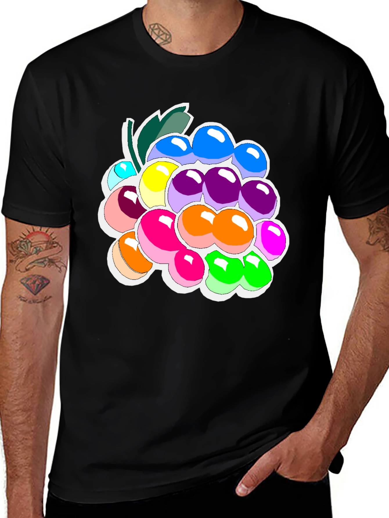 Variant 29 of Colorful Grapes Graphic Tee - Fruit Lover's T-Shirt