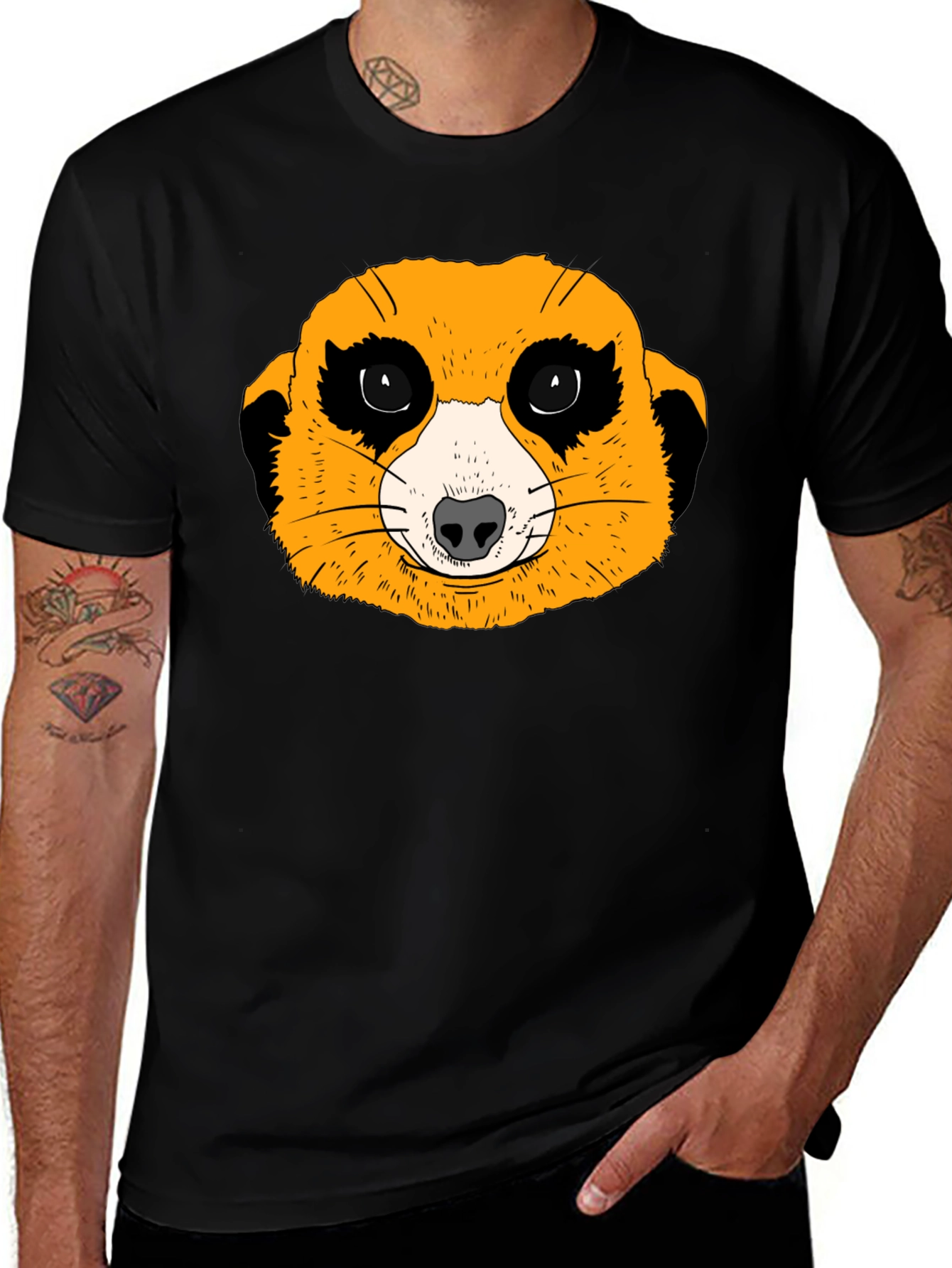 Black Meerkat Graphic Tee - Black Cotton T-Shirt main image