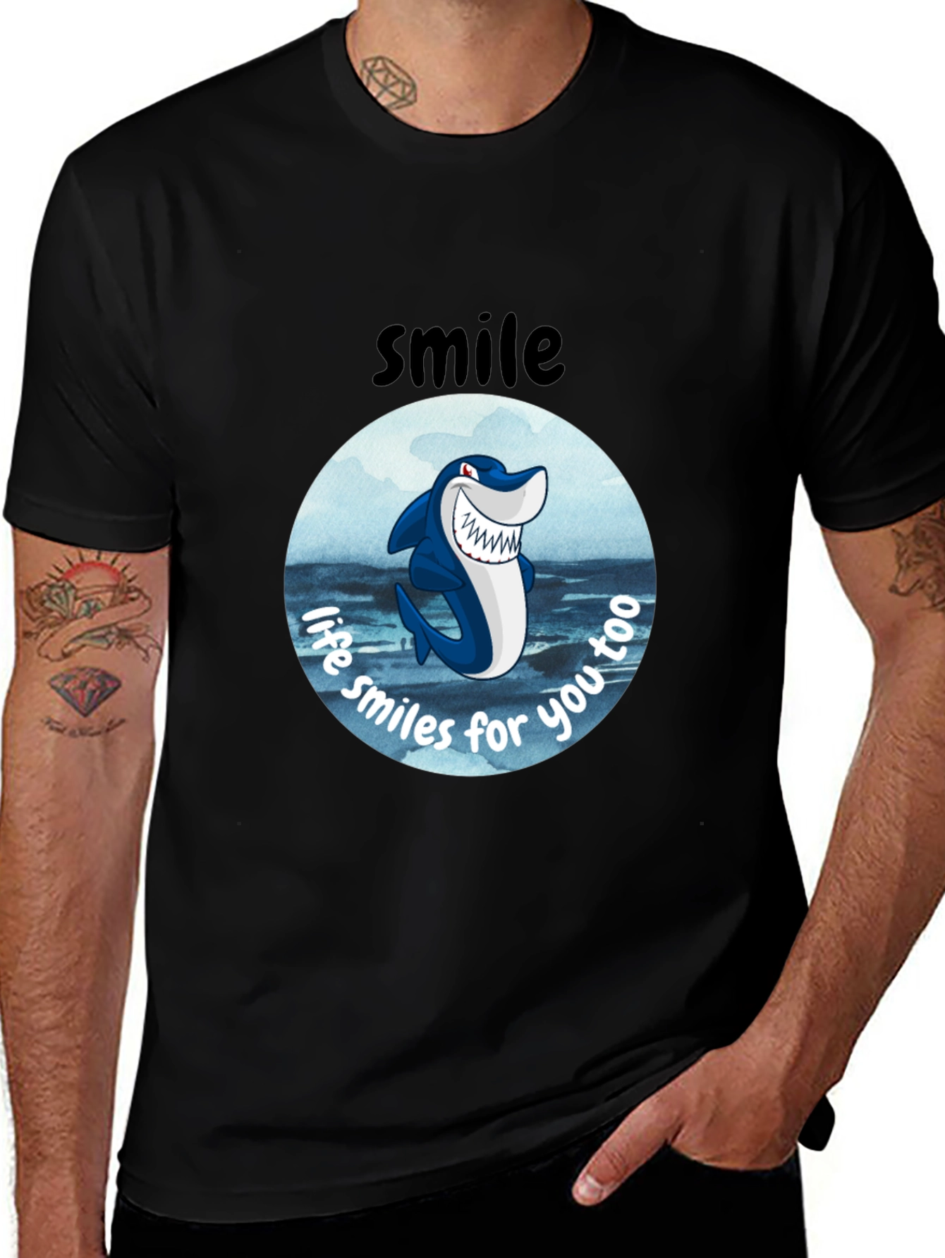 Variant 6 of Smile Shark Graphic Tee - Life Smiles For You Too!