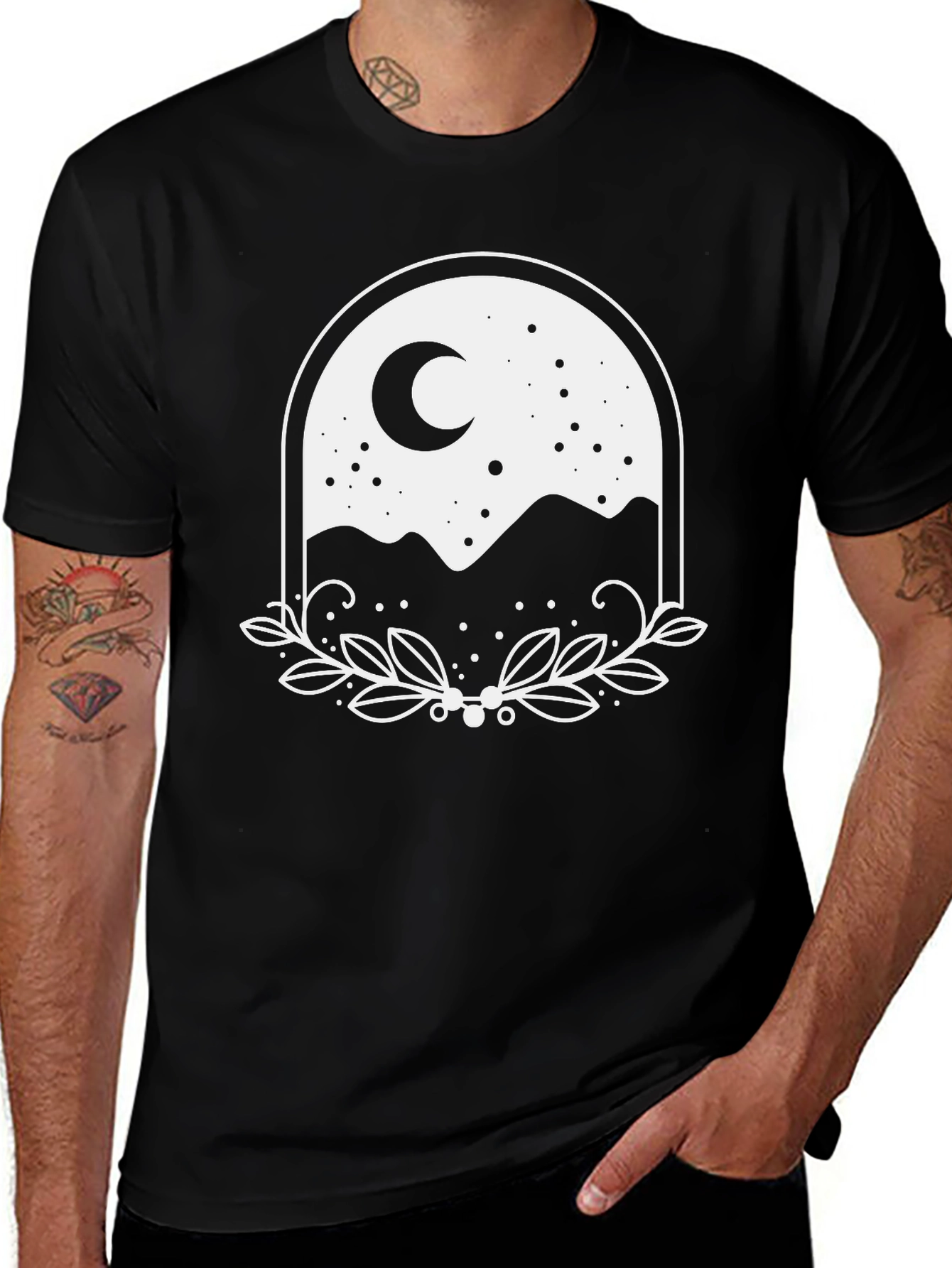 Variant 20 of Nature Moon Graphic Tee - Black Cotton T-Shirt