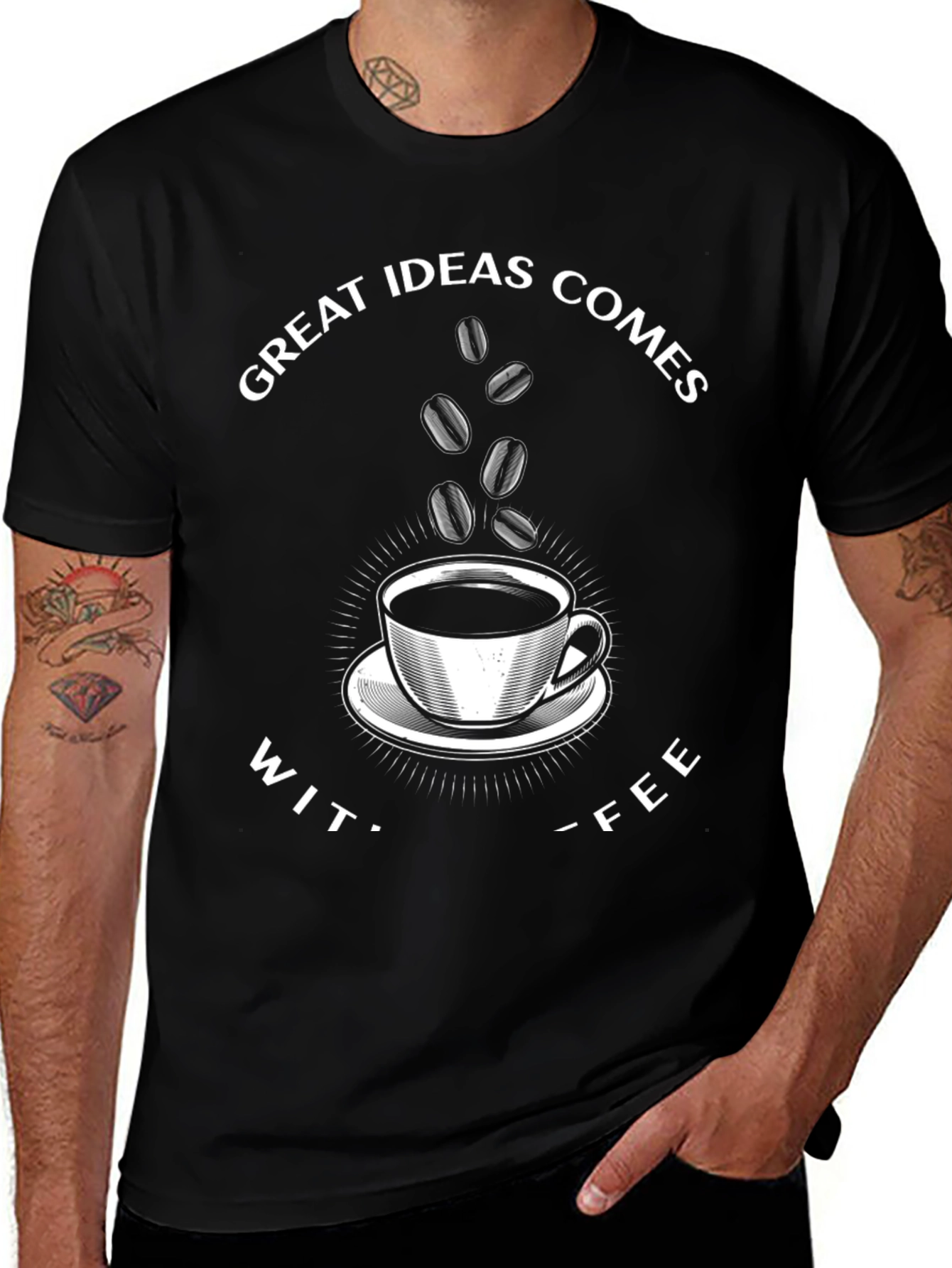 Variant 10 of Coffee Ideas T-Shirt - Great Ideas Come With Coffee