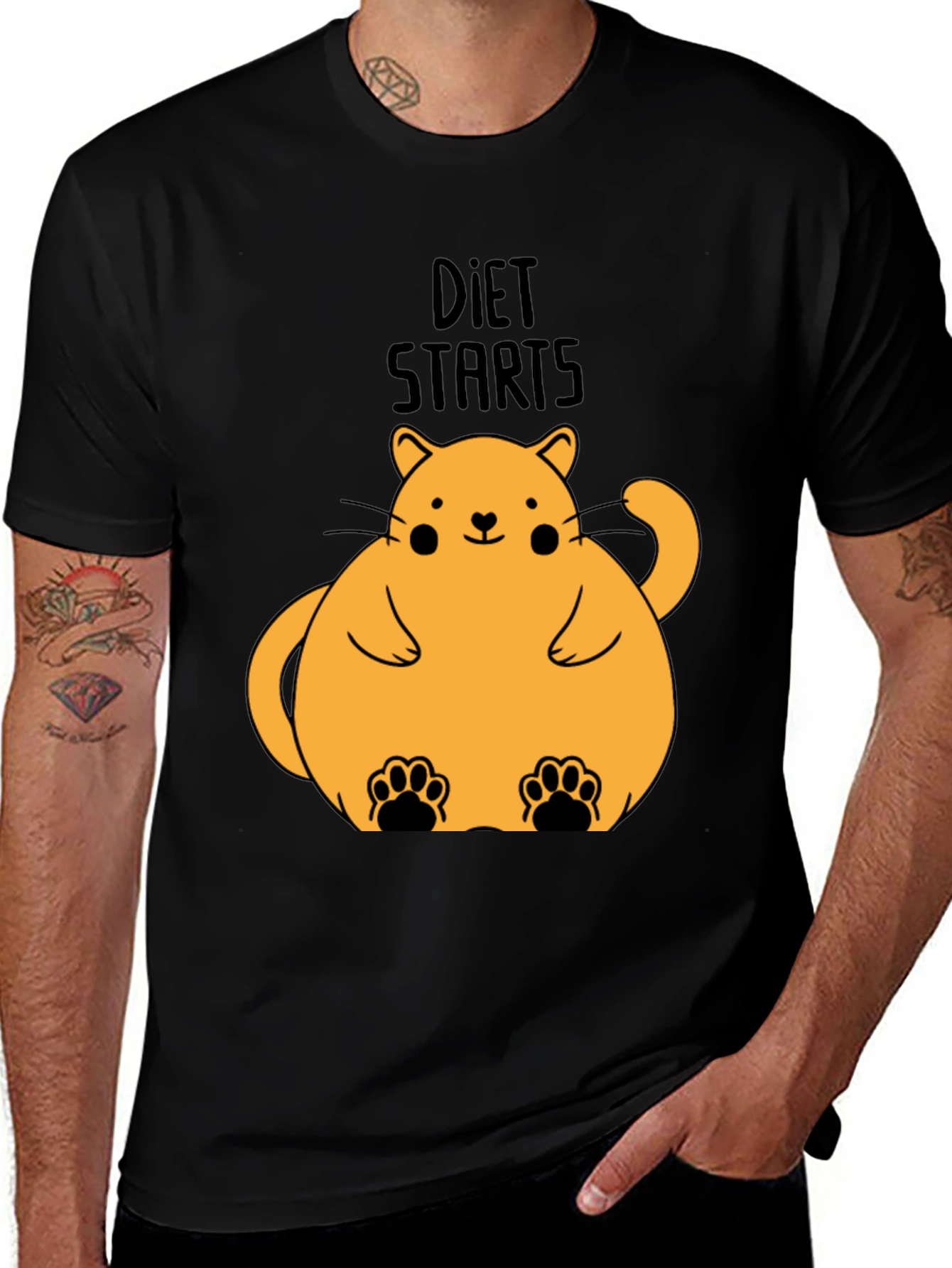 Variant 15 of Diet Starts Now Cat Graphic Tee - Funny Unisex T-Shirt