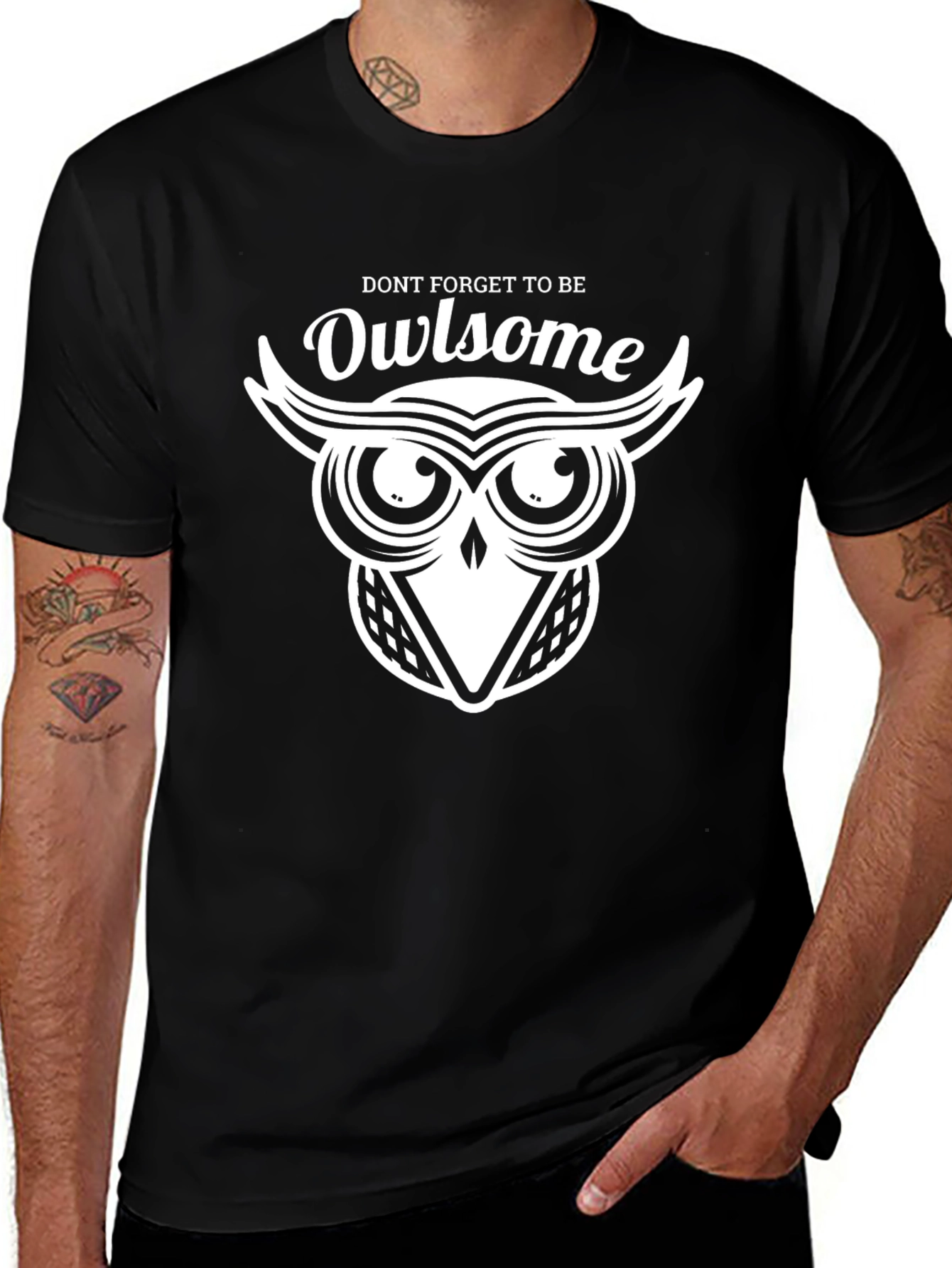 Variant 9 of Owl-some Graphic Tee - Black Cotton T-Shirt