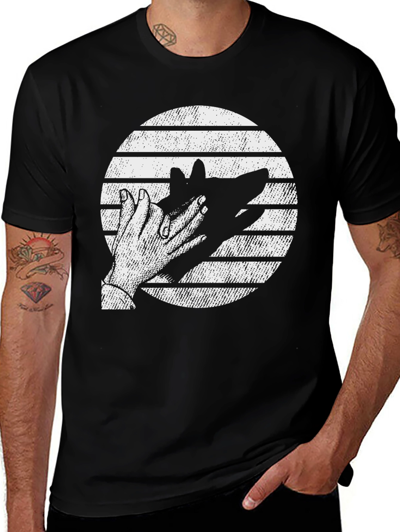 Variant 15 of Shadow Puppet Graphic Tee -  Black Cotton Blend