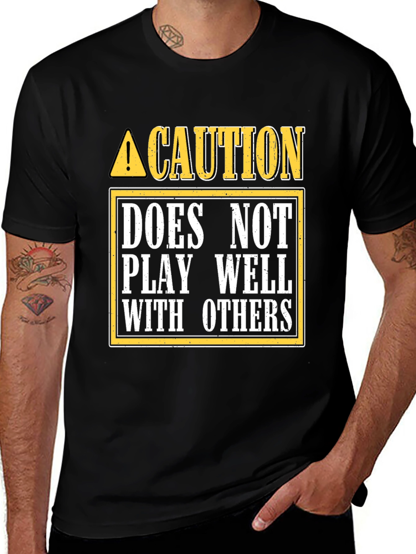 Variant 14 of Caution: Does Not Play Well With Others T-Shirt