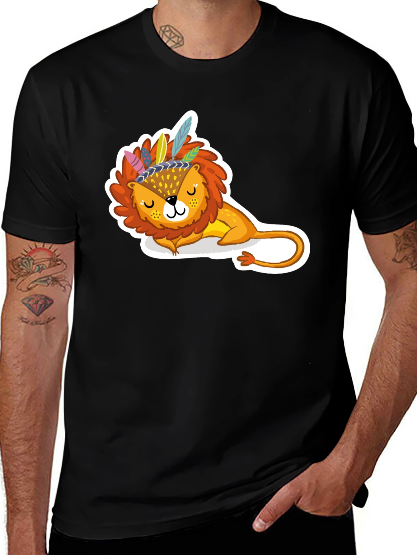 Variant 9 of Cute Lion Graphic T-Shirt - Black