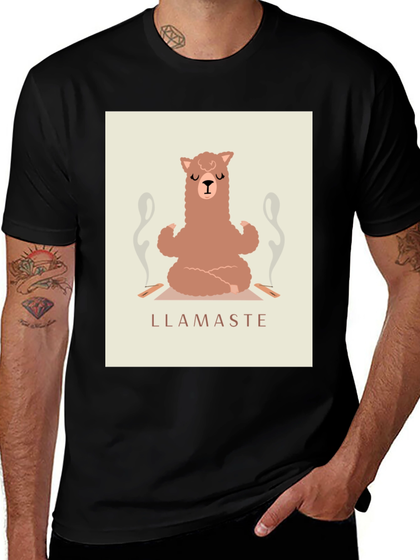 Variant 23 of Llamaste Yoga T-Shirt - Meditating Llama Design