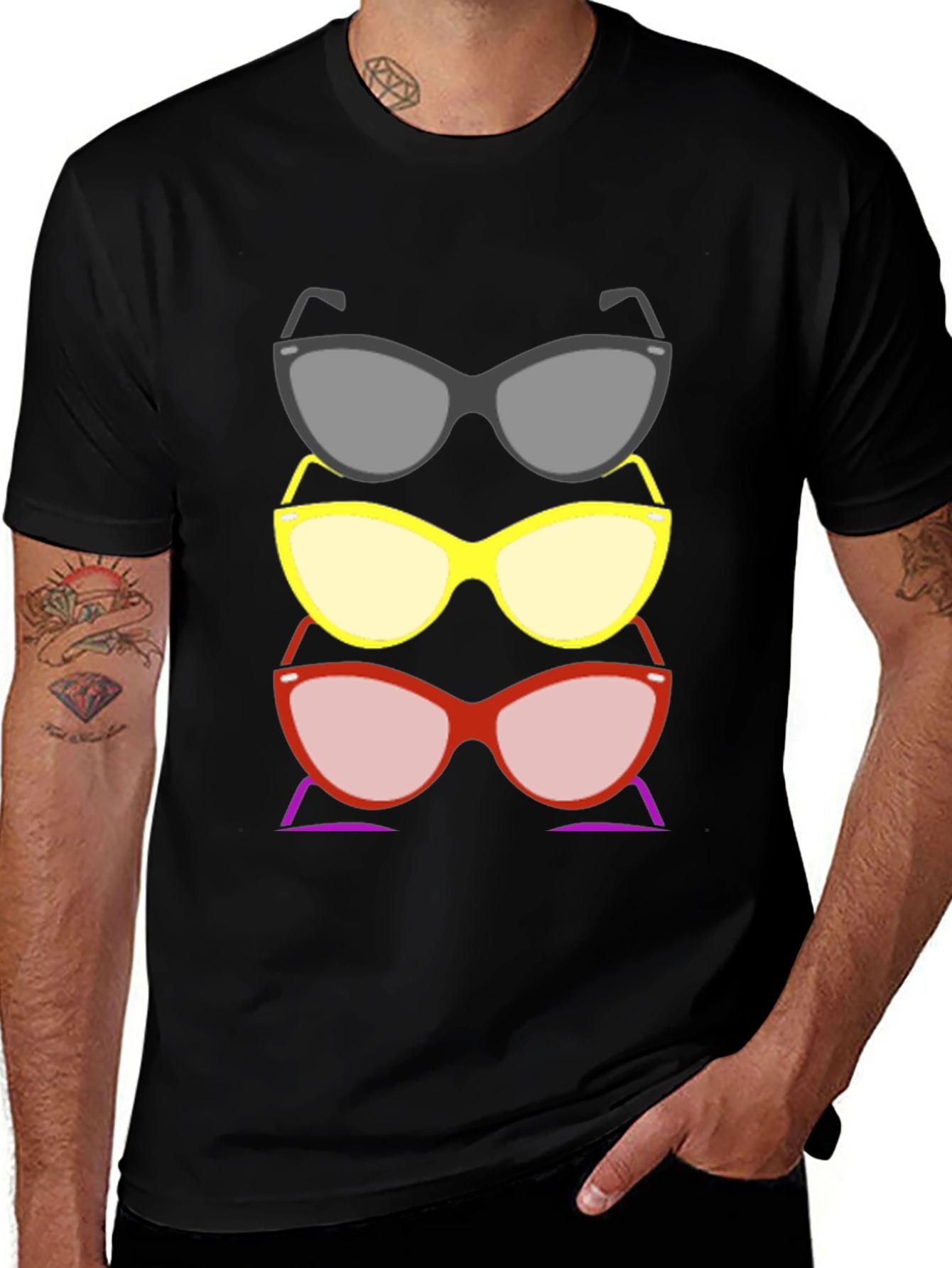 Variant 26 of Sunglasses Stack Graphic Tee - Stylish Casual Wear