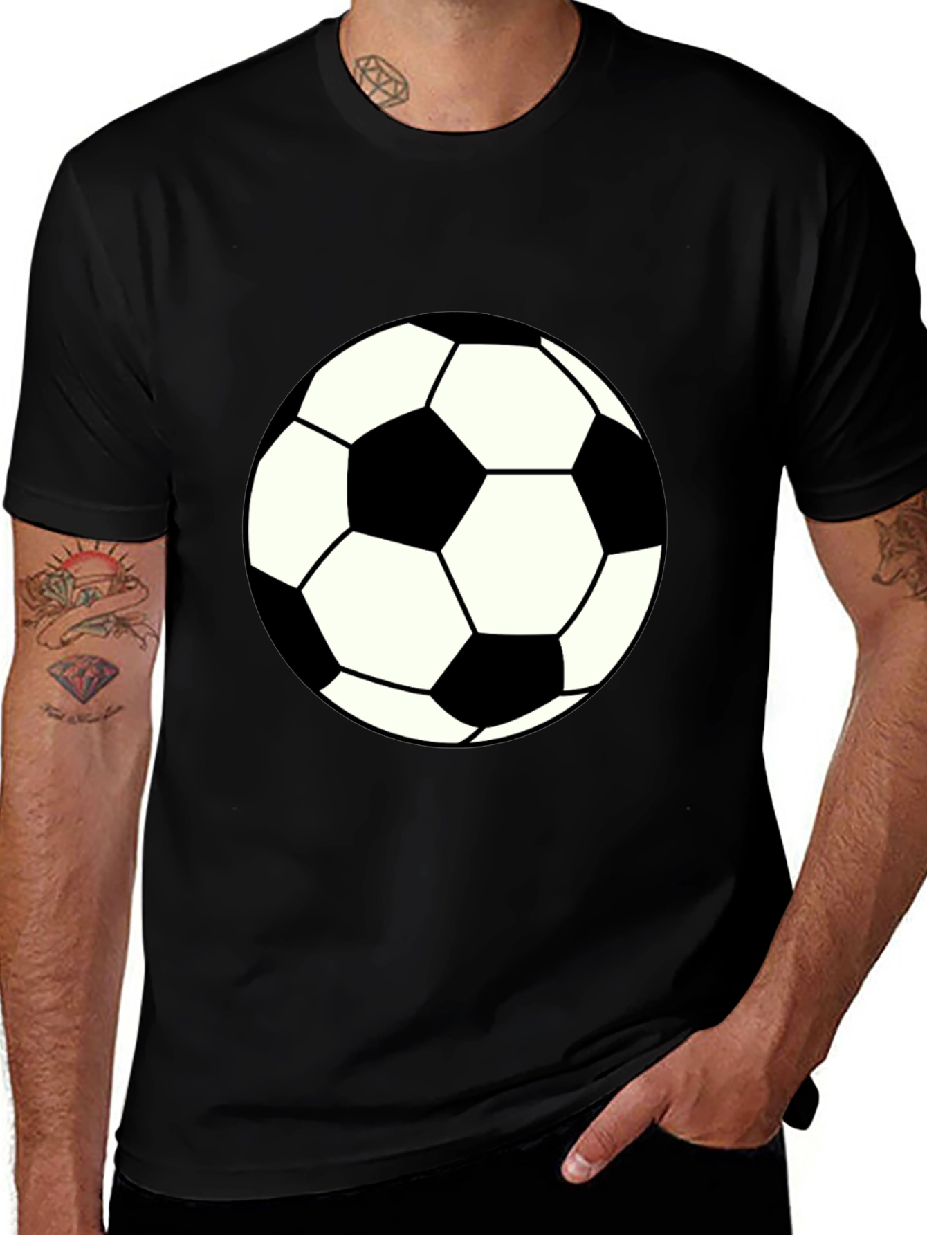 Variant 25 of Soccer Ball Graphic Black T-Shirt