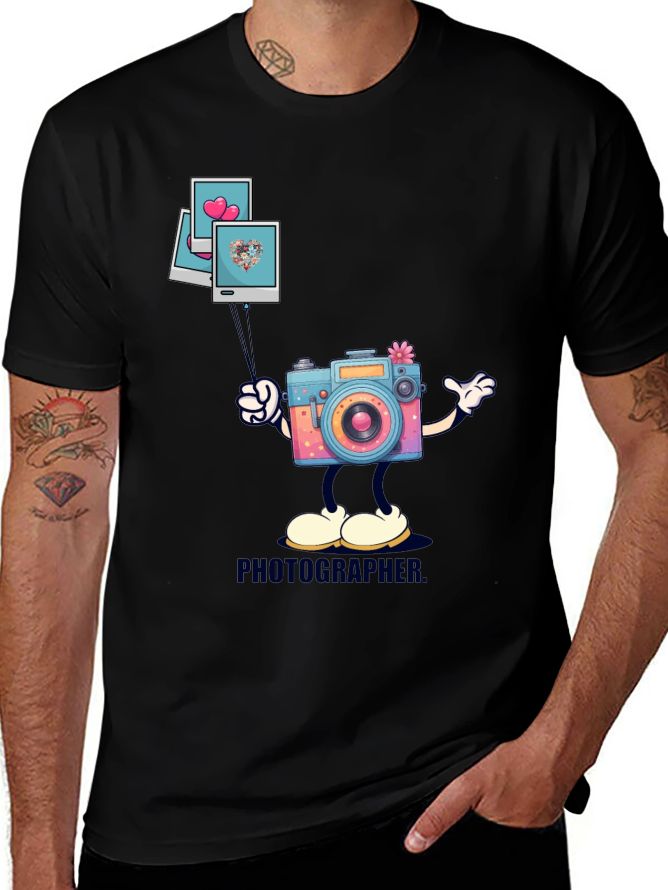 Cartoon Camera Graphic T-Shirt
