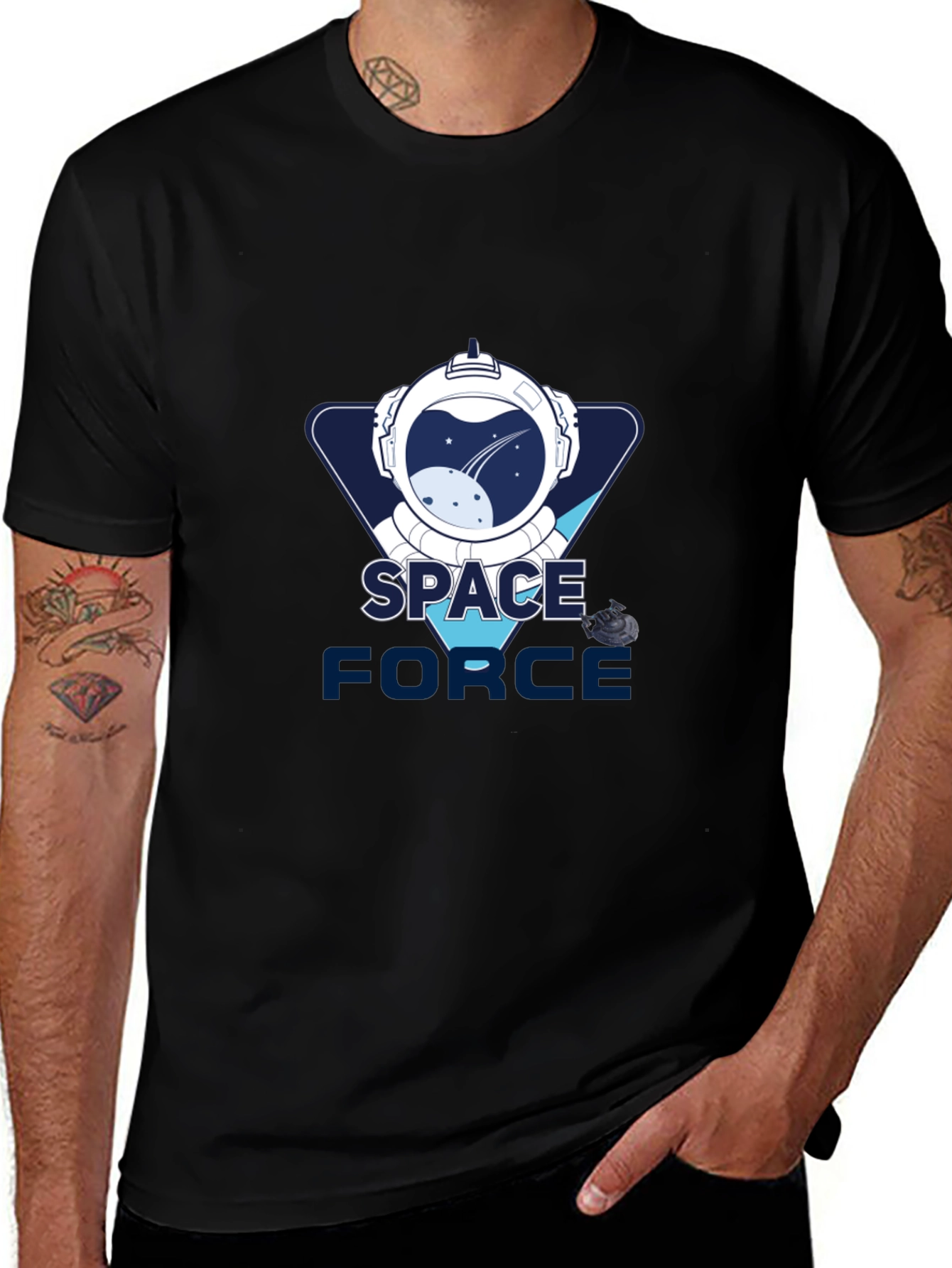 Variant 18 of Space Force Graphic T-Shirt - Black Cotton Tee