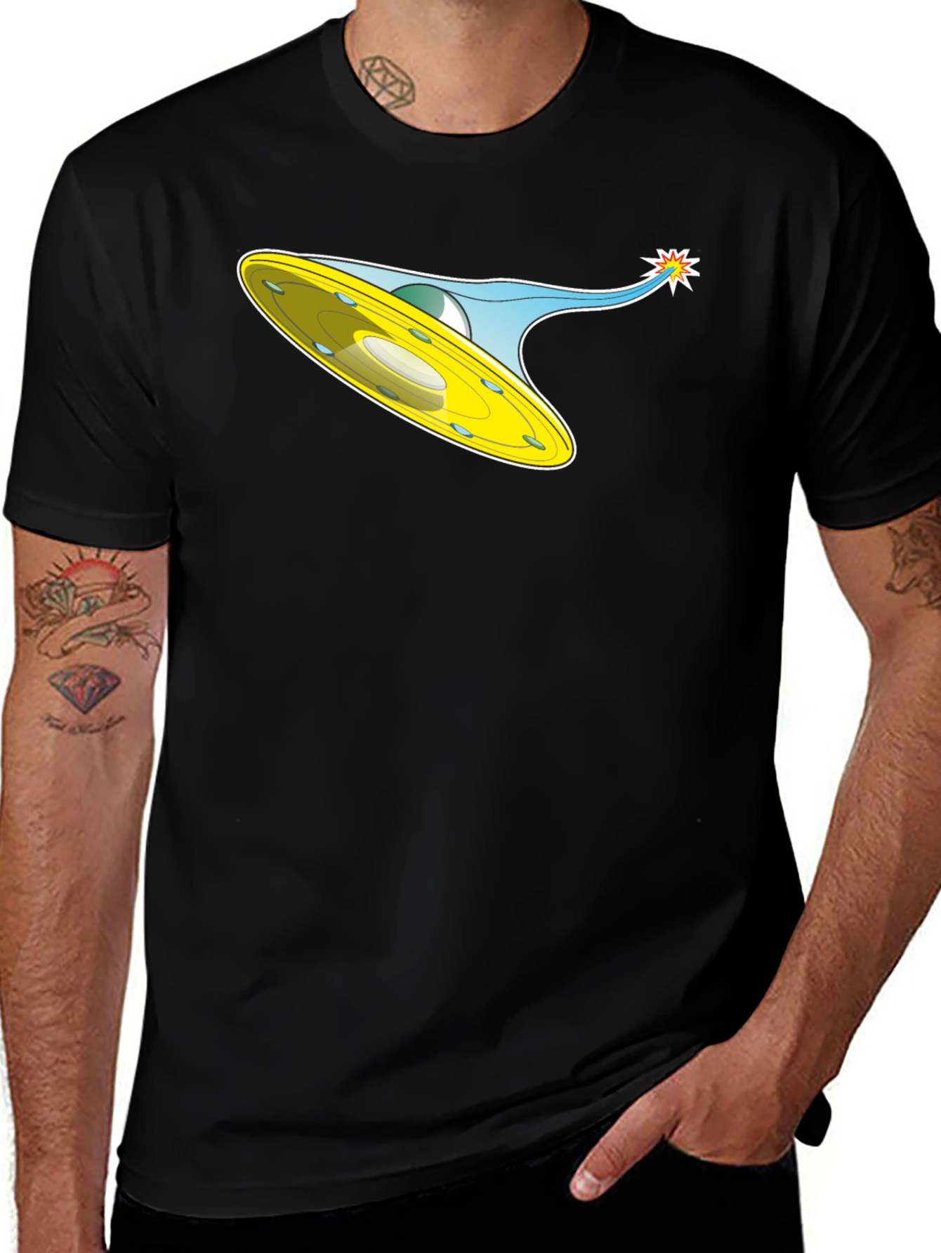 Retro Sci-Fi Flying Saucer Graphic Tee