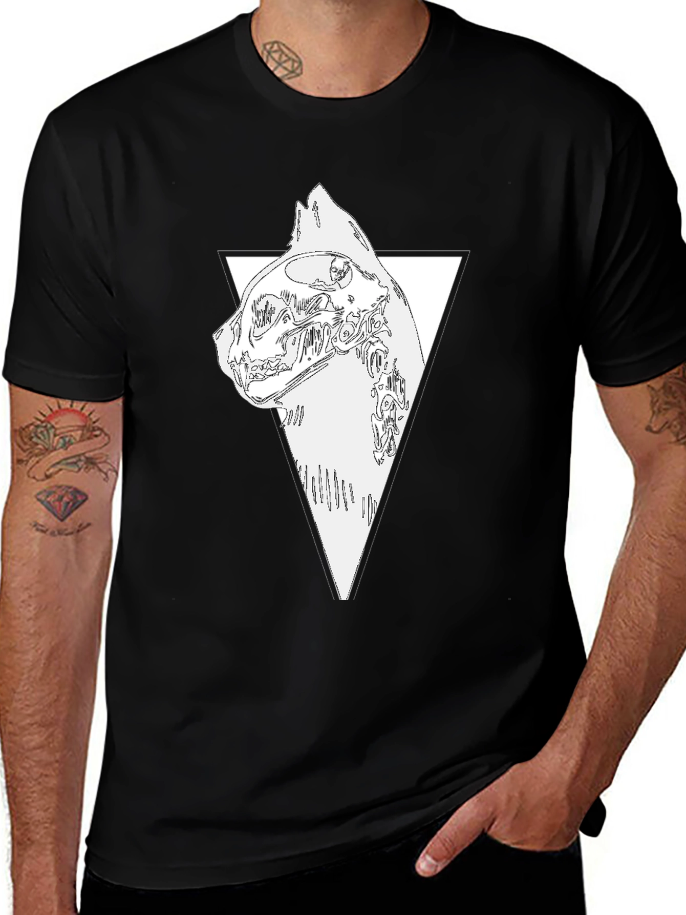 Variant 10 of Cat Skull Triangle Graphic T-Shirt