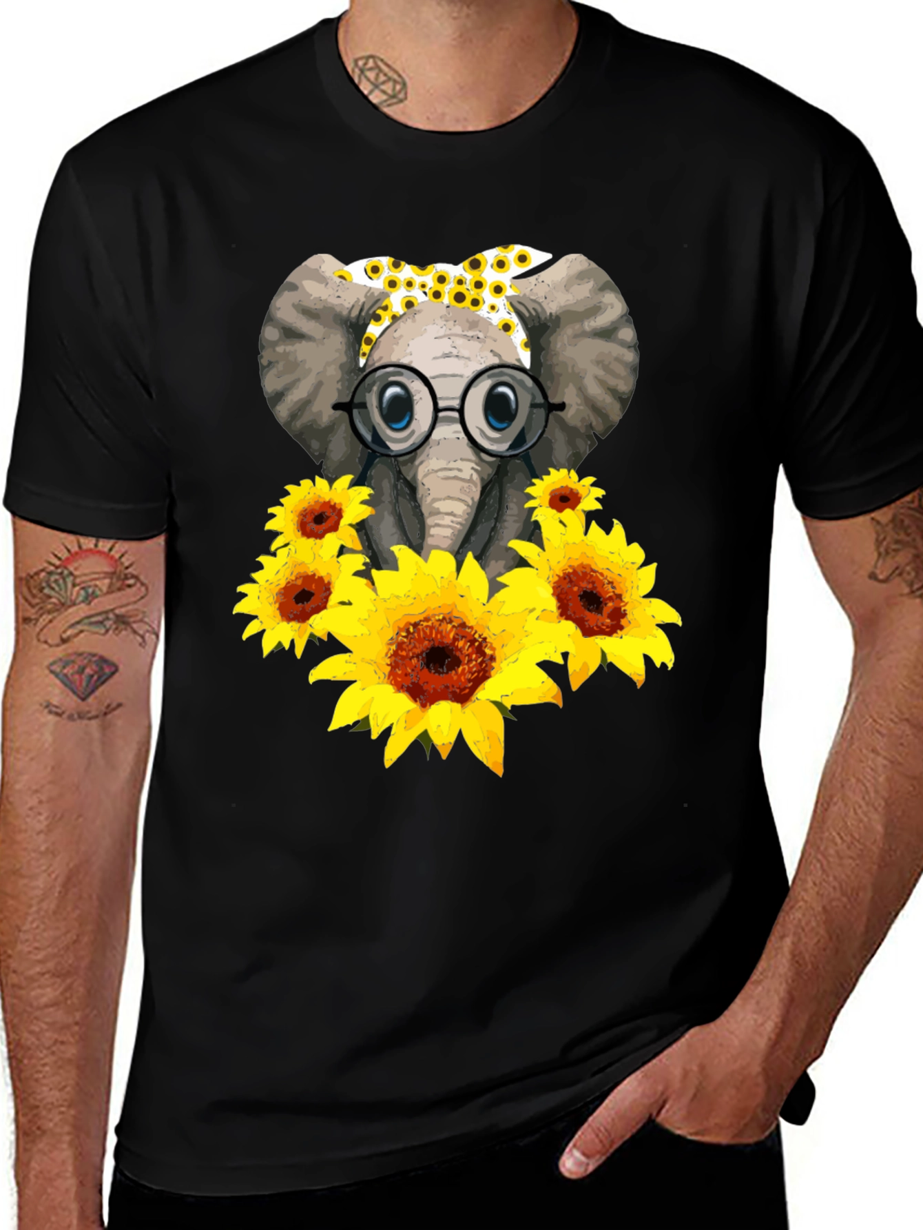 Variant 8 of Elephant with Sunflowers T-Shirt