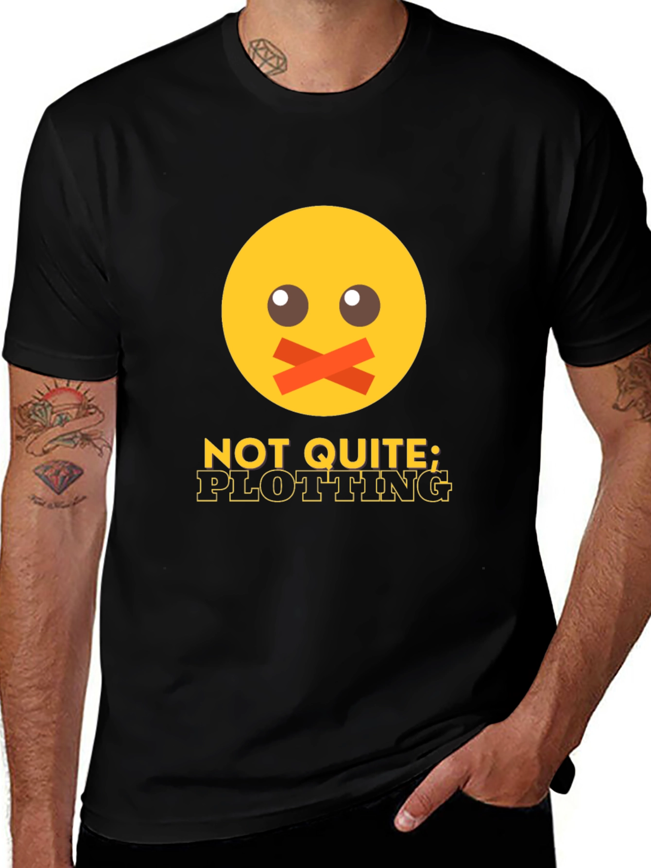Variant 17 of Plotting Emoji Graphic T-Shirt - Mens Black Tee