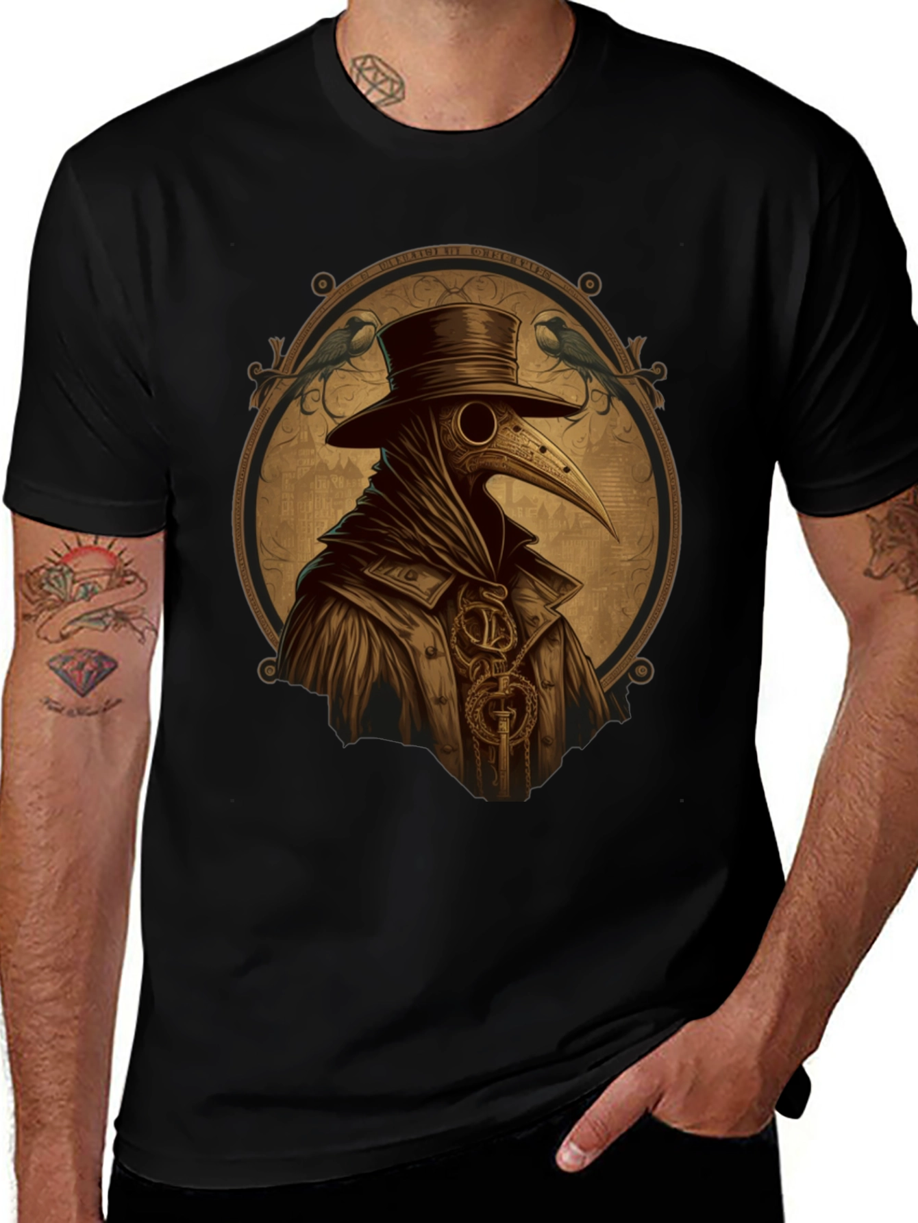 Variant 28 of Plague Doctor T-Shirt - Steampunk Bird Mask