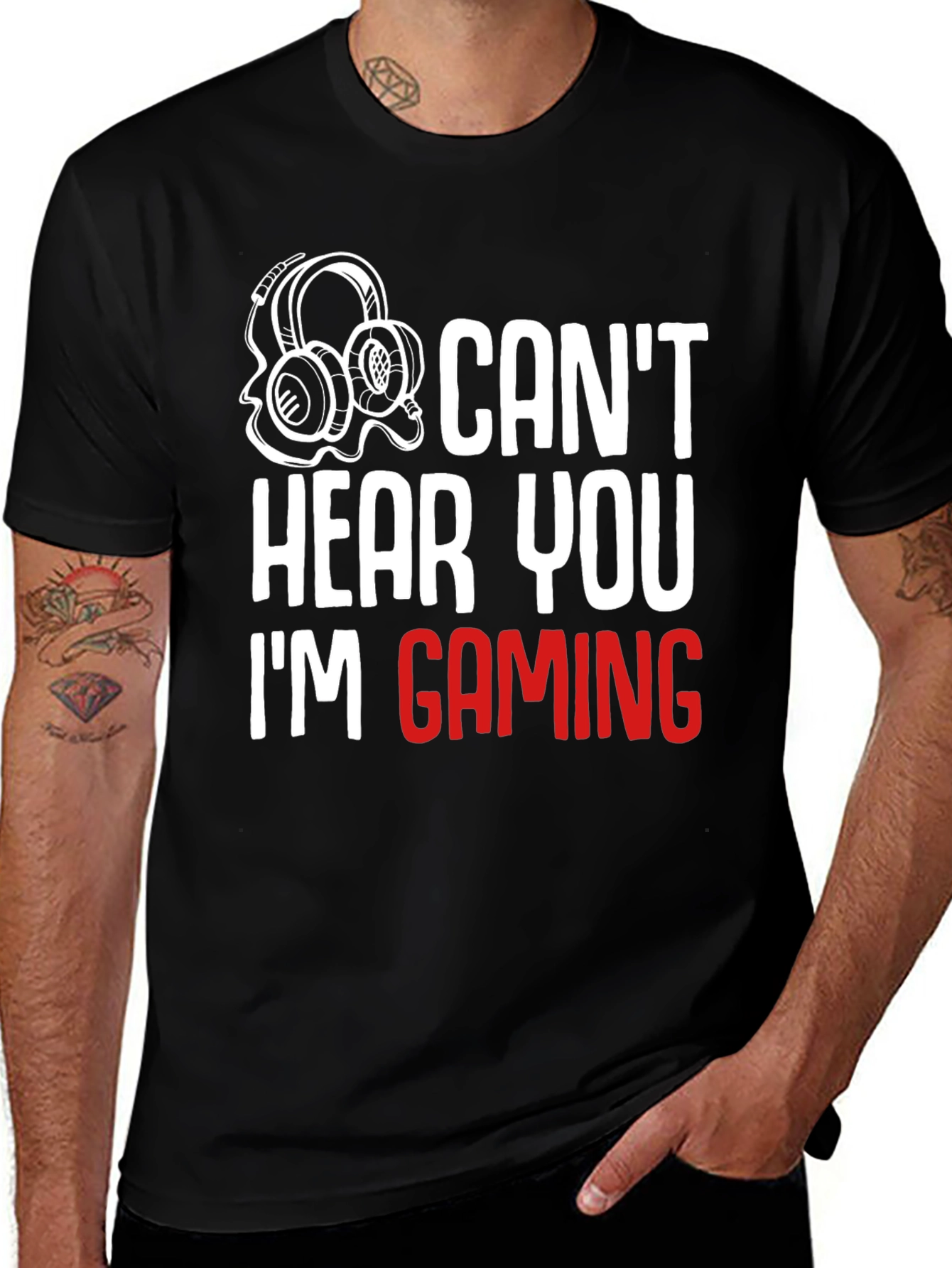 Variant 12 of Can't Hear You I'm Gaming T-Shirt - Black