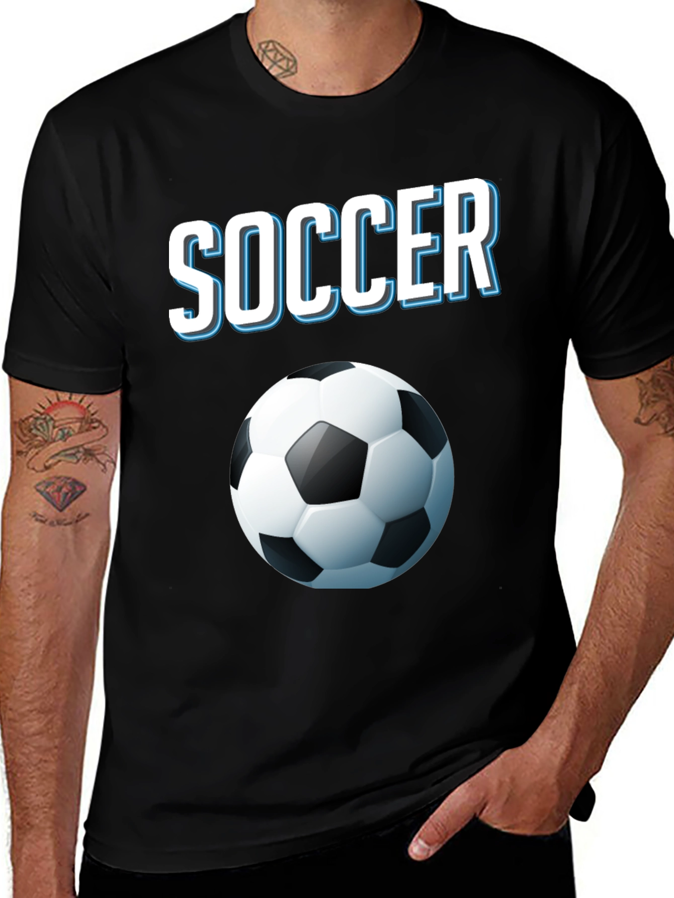 Variant 22 of Soccer Ball Graphic Tee - Casual Black T-Shirt