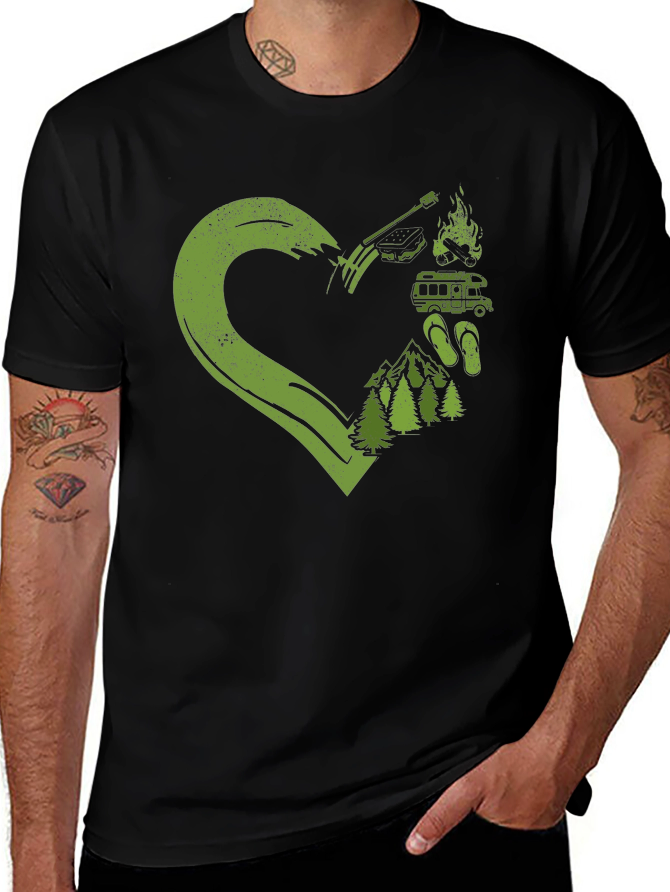 Variant 27 of Camping Lover's Heart Graphic T-Shirt