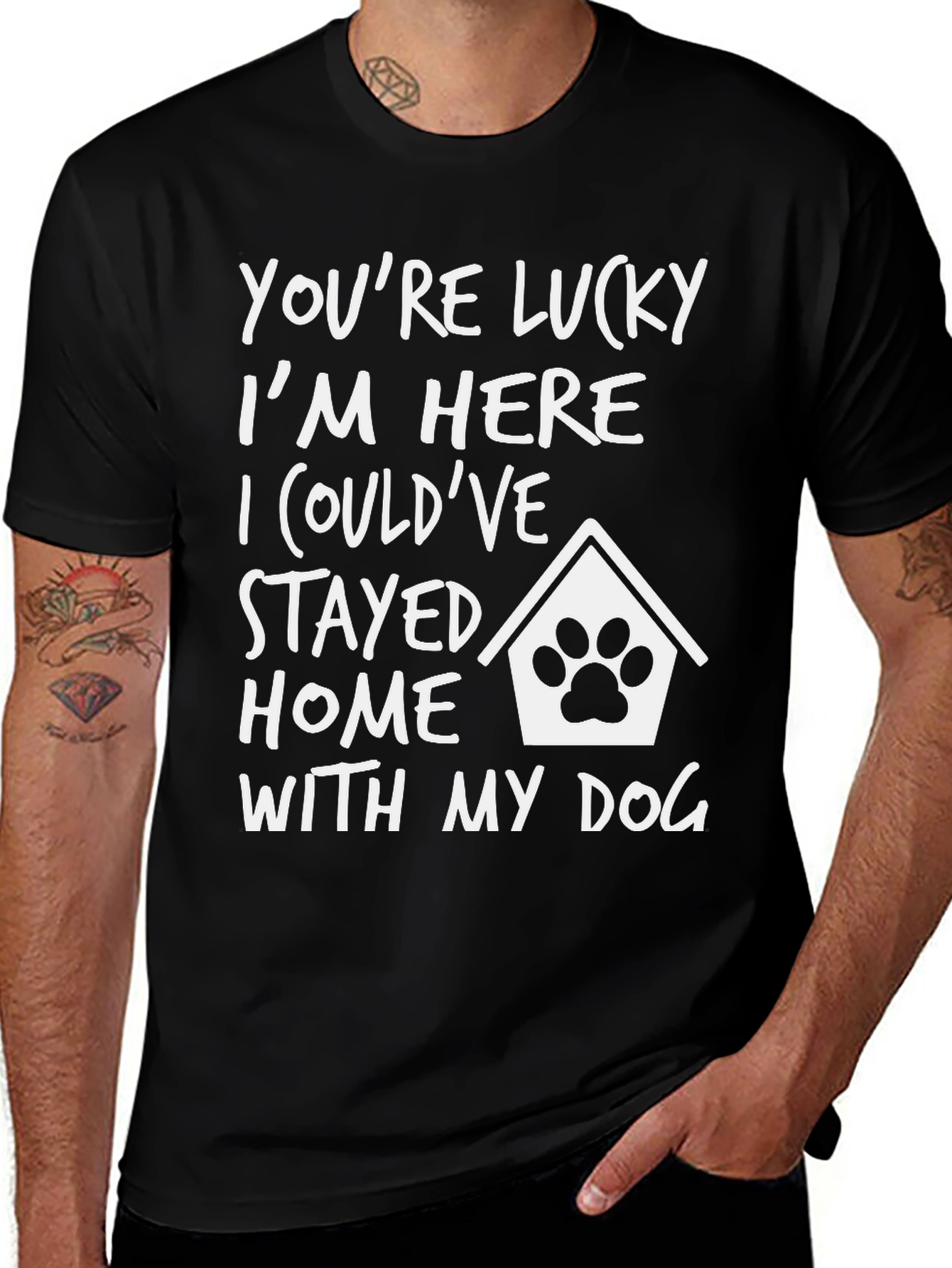 Variant 23 of Lucky I'm Here Dog T-Shirt