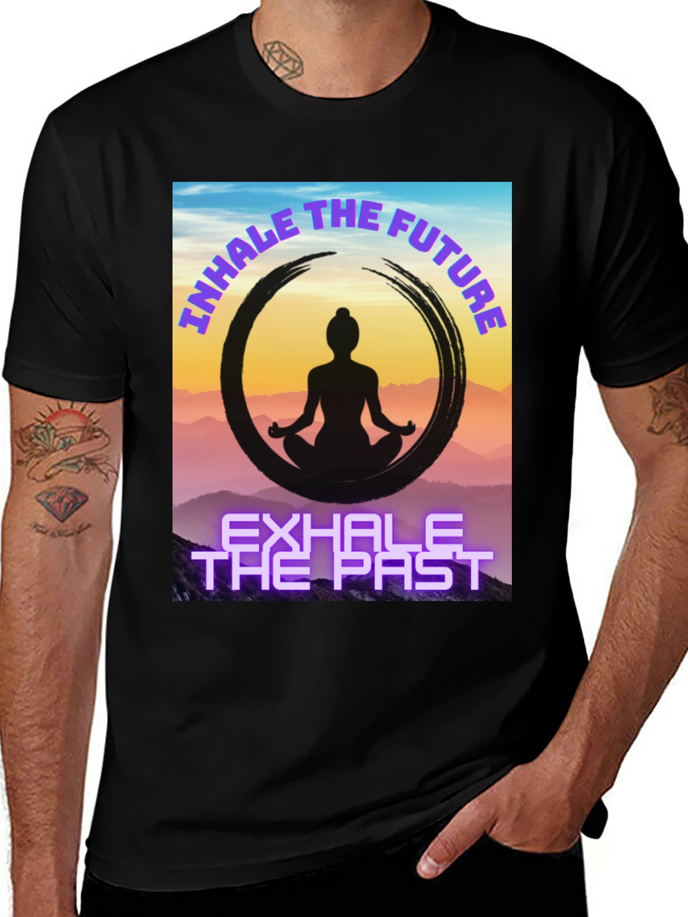 Variant 24 of Meditative Zen T-Shirt - Inhale Future, Exhale Past