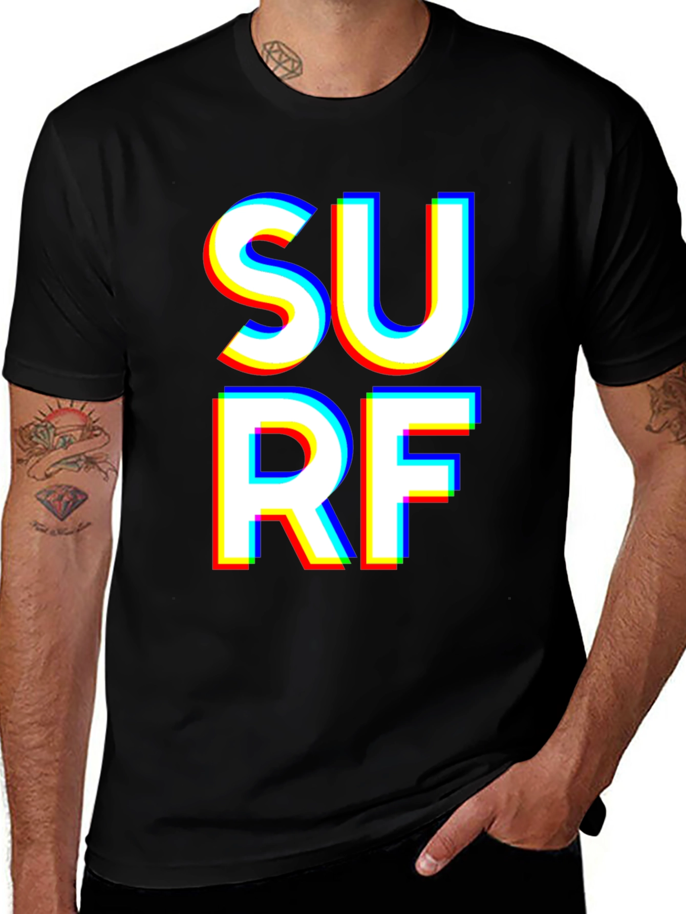 Variant 9 of Surf Graphic T-Shirt - Bold White Text on Black