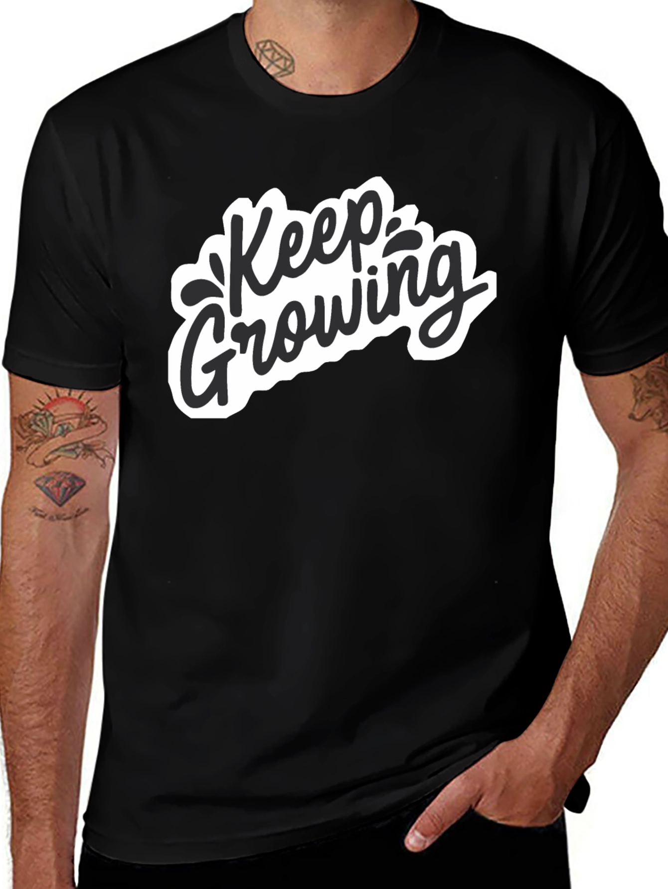 Keep Growing Graphic Black T-Shirt