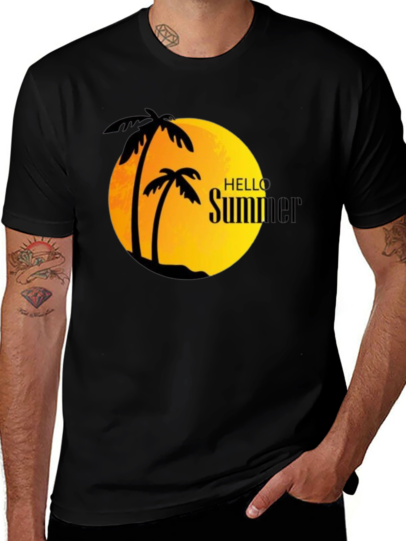 Variant 25 of Hello Summer Black Graphic T-Shirt