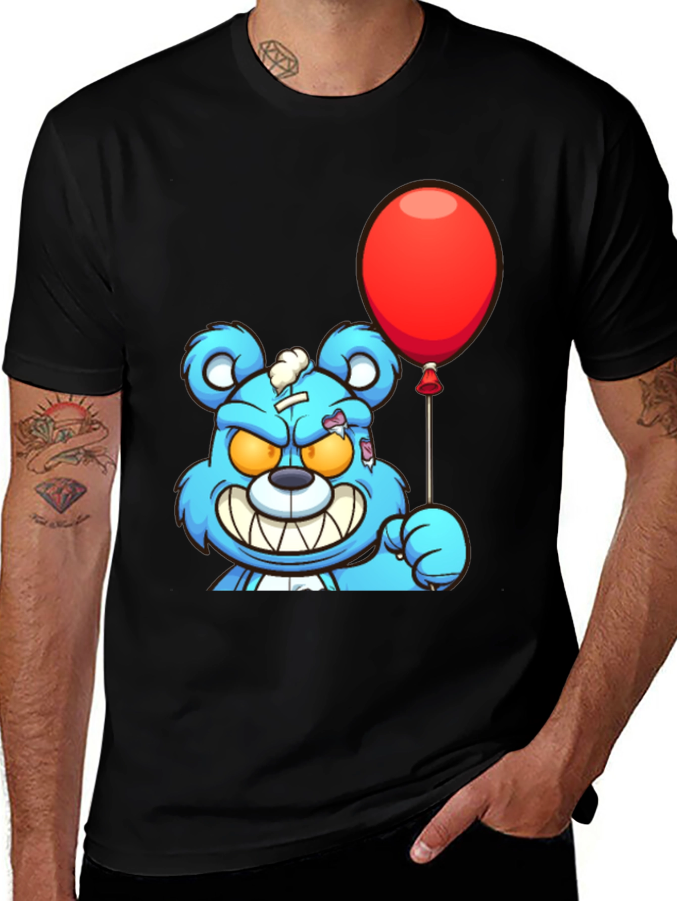 Variant 18 of Creepy Blue Bear with Red Balloon T-Shirt
