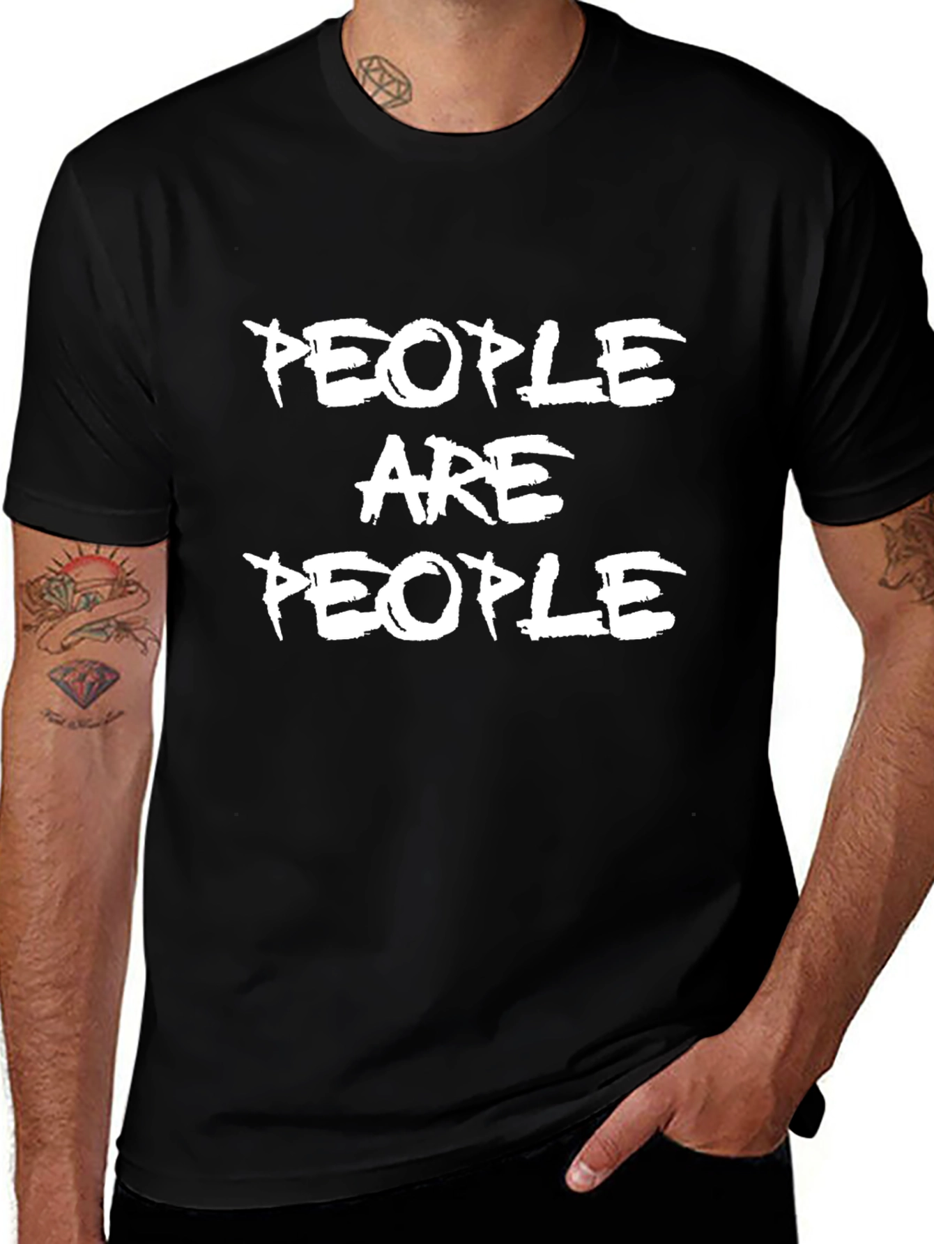 Variant 6 of People Are People Graphic Tee - Black Cotton Blend